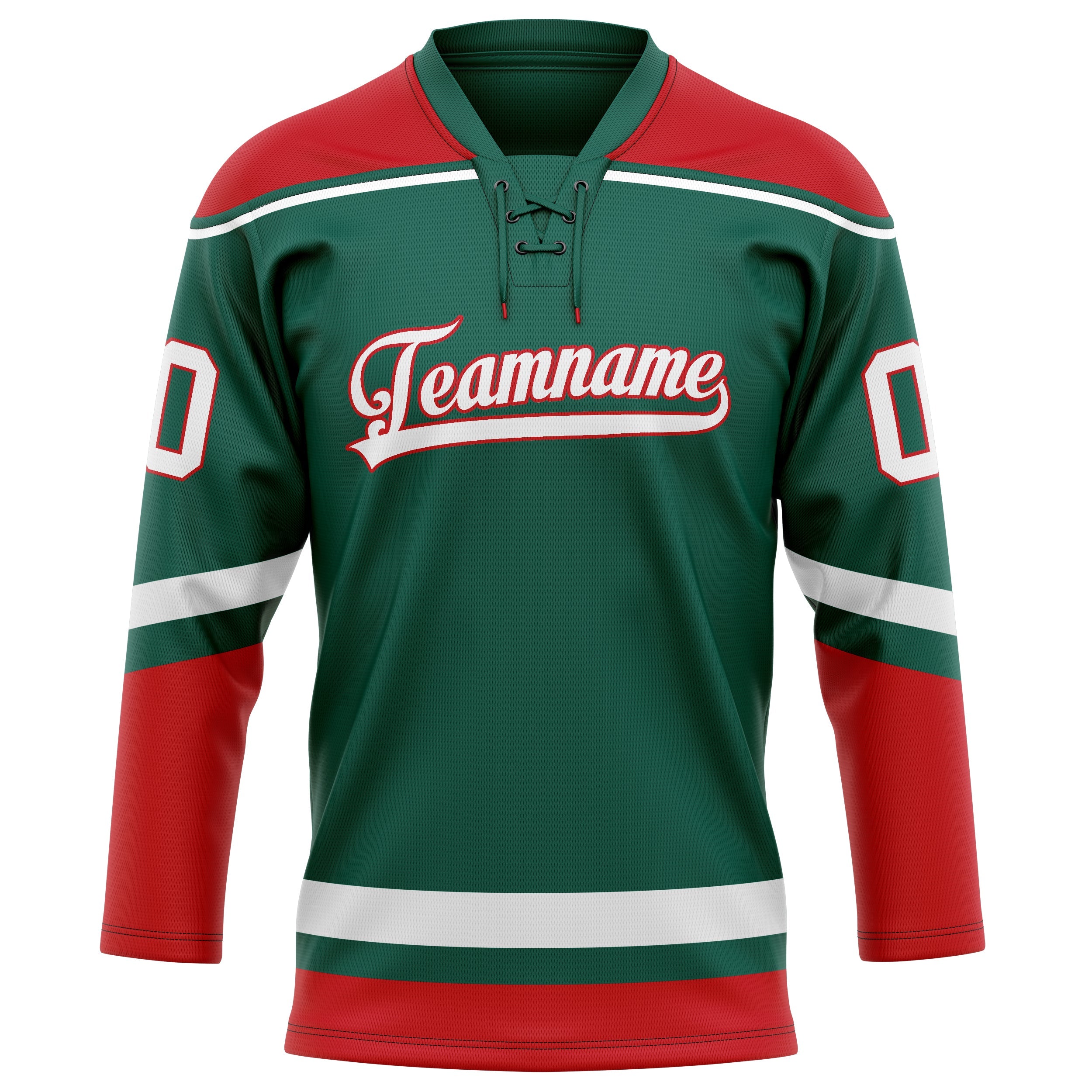 Custom Green Red Solid Colour Hockey Jersey