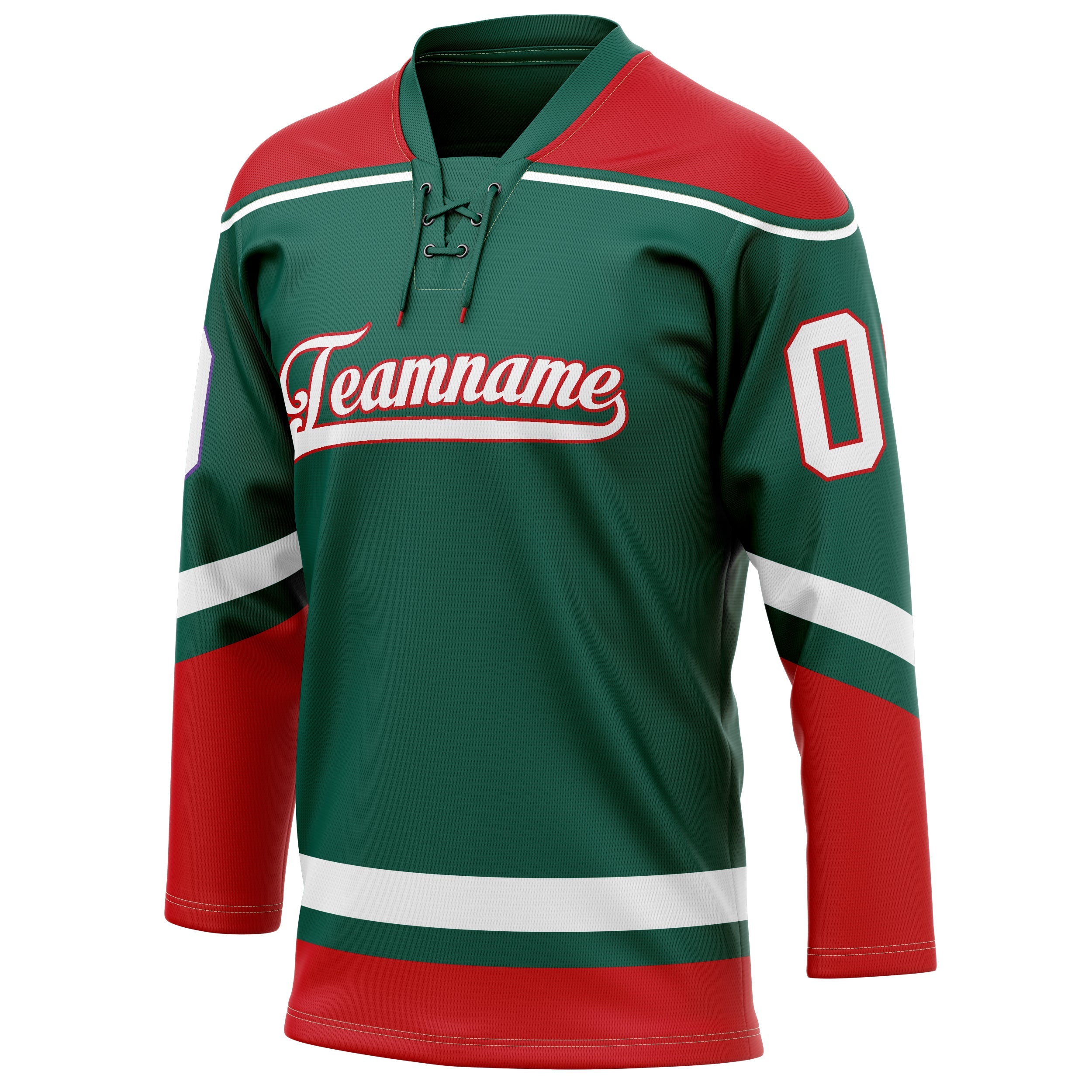 Custom Green Red Solid Colour Hockey Jersey