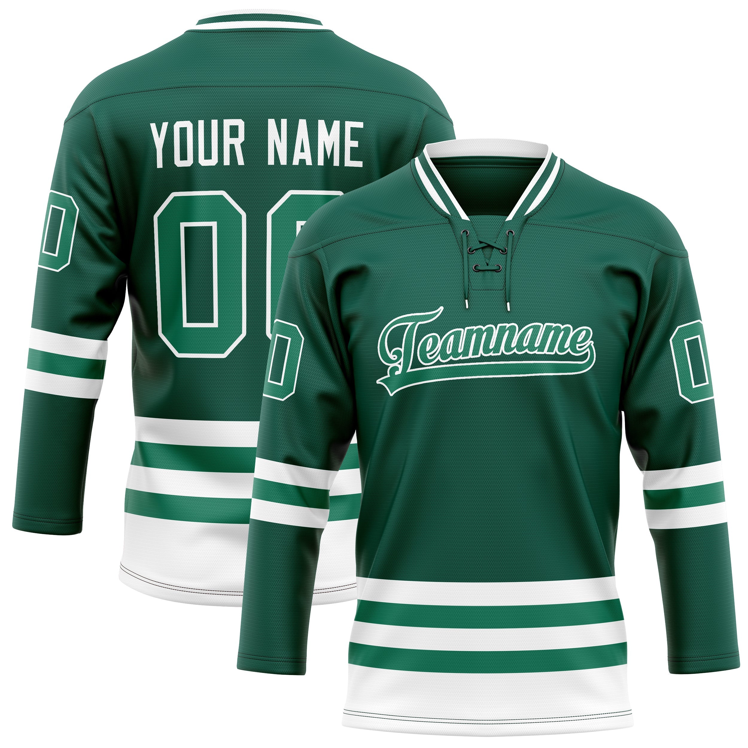 Custom Green White Solid Colour Hockey Jersey