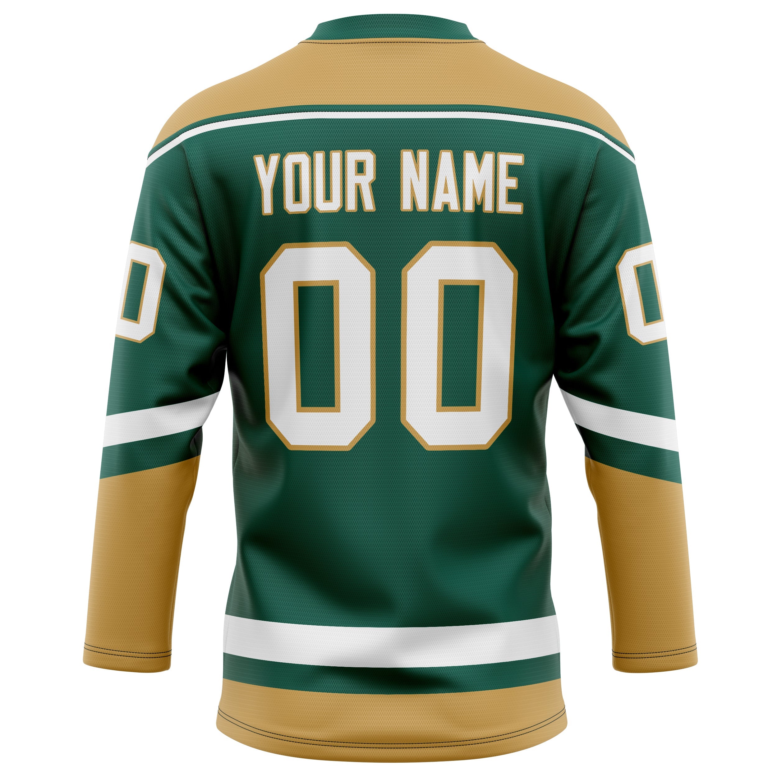 Custom Green Old Gold Solid Colour Hockey Jersey