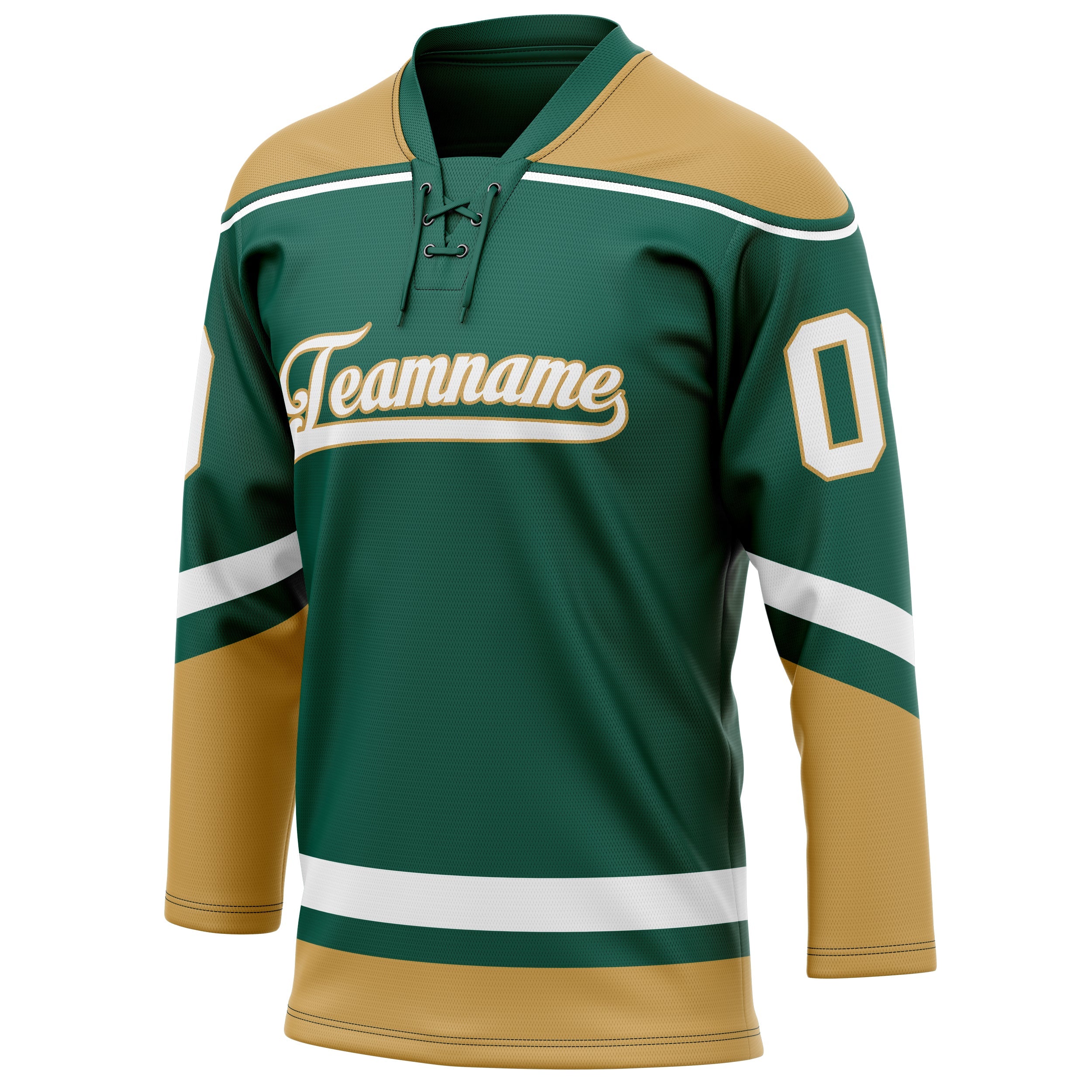 Custom Green Old Gold Solid Colour Hockey Jersey