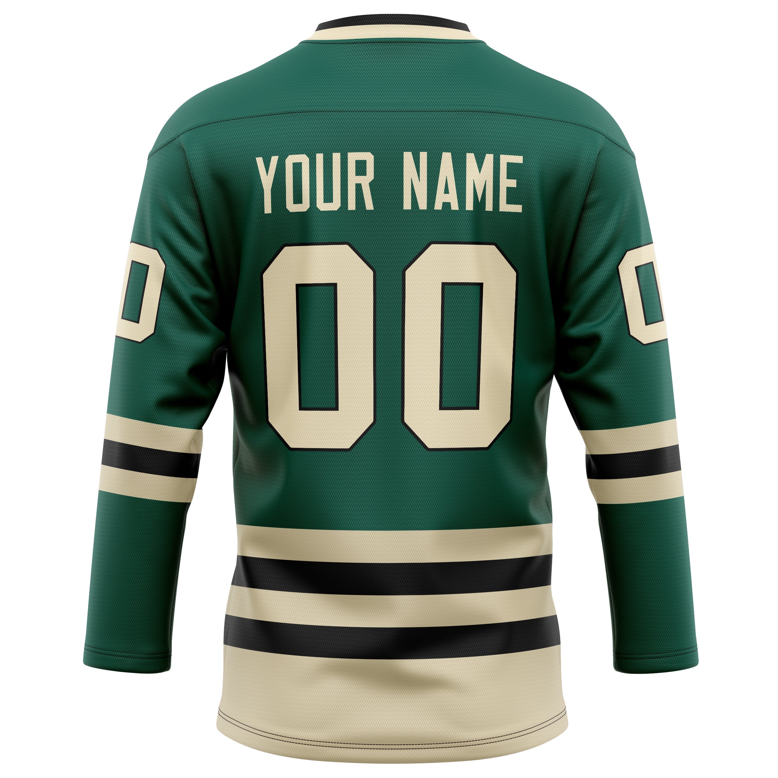 Custom Green Cream Solid Colour Hockey Jersey