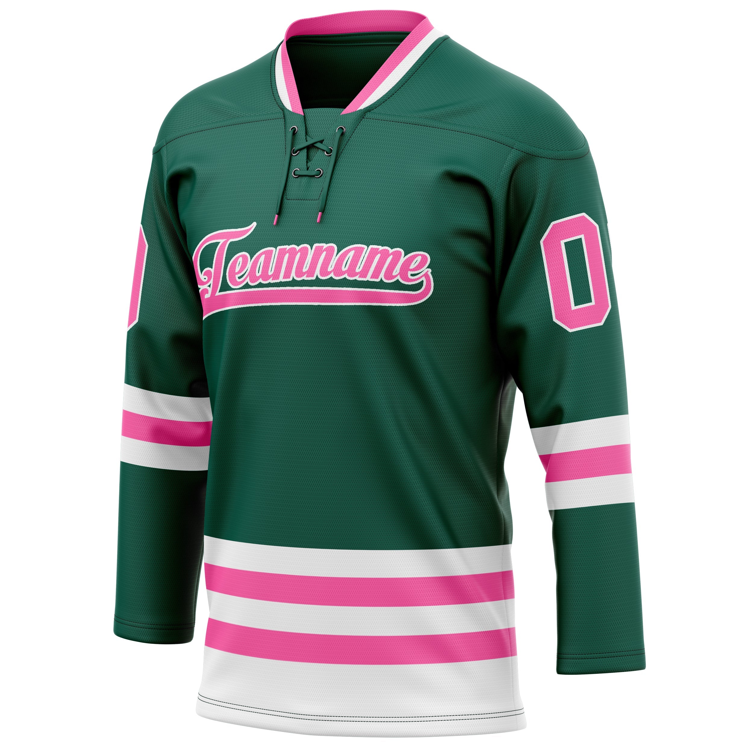 Custom Green Pink Solid Colour Hockey Jersey