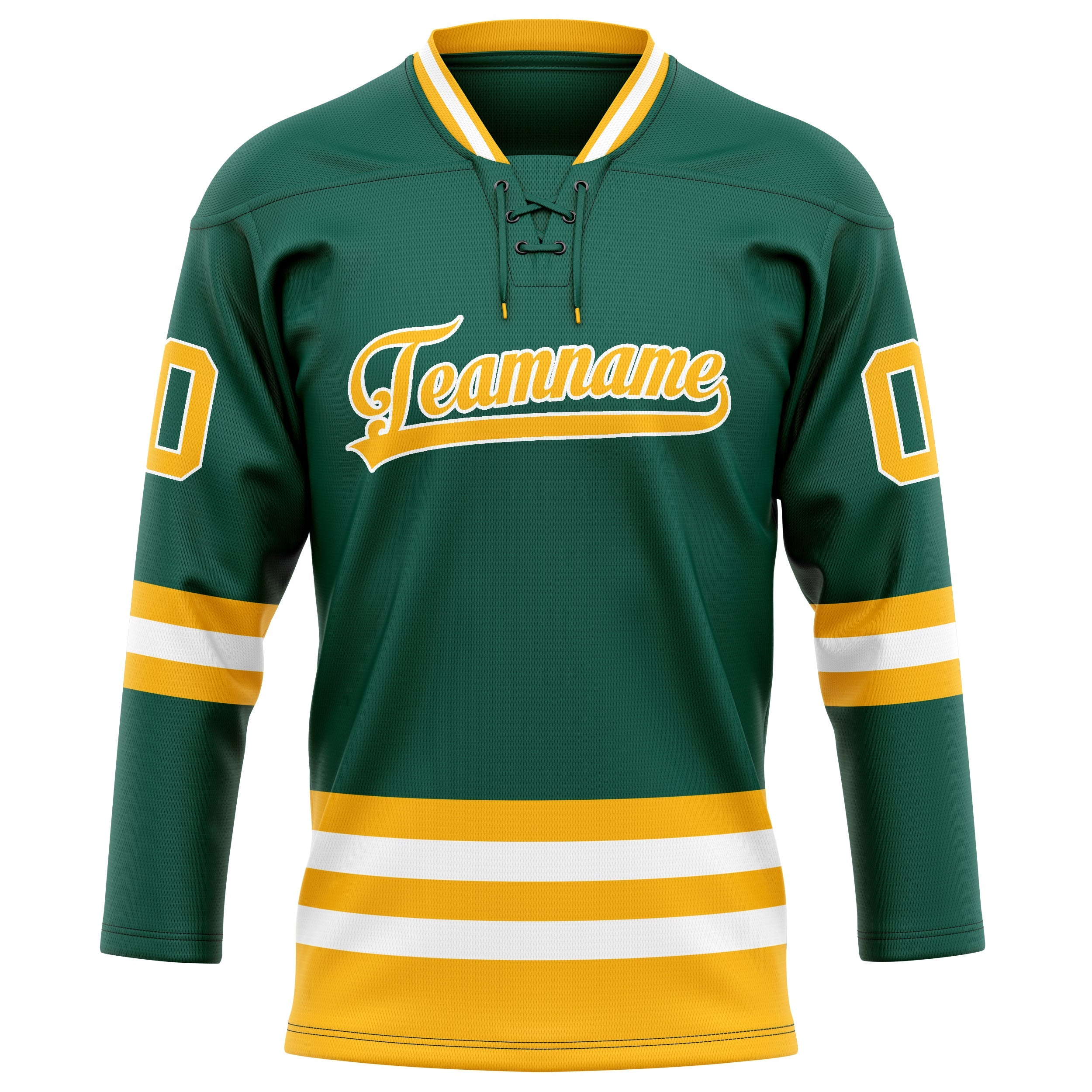 Custom Green Gold Solid Colour Hockey Jersey