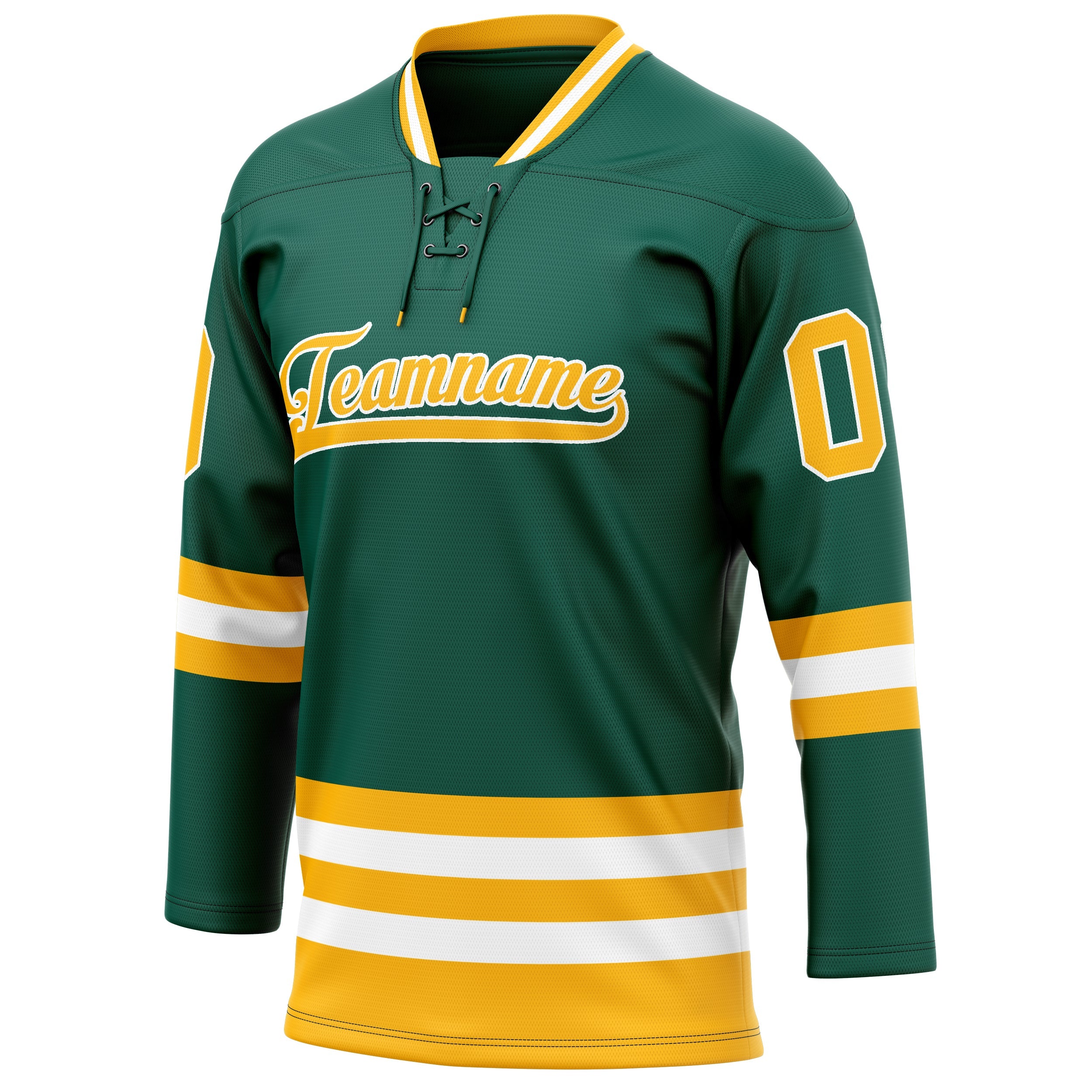 Custom Green Gold Solid Colour Hockey Jersey