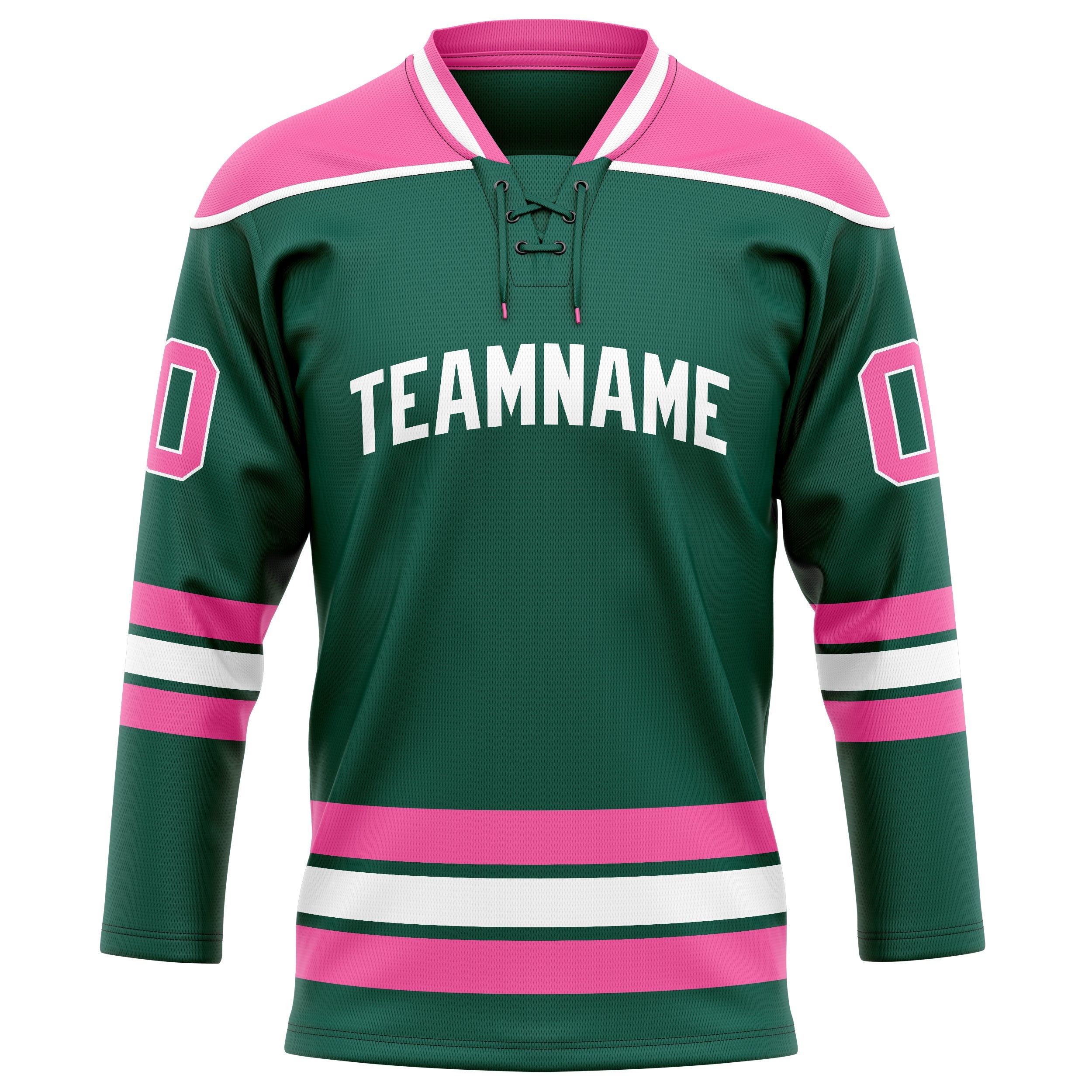 Custom Green Pink Solid Colour Hockey Jersey