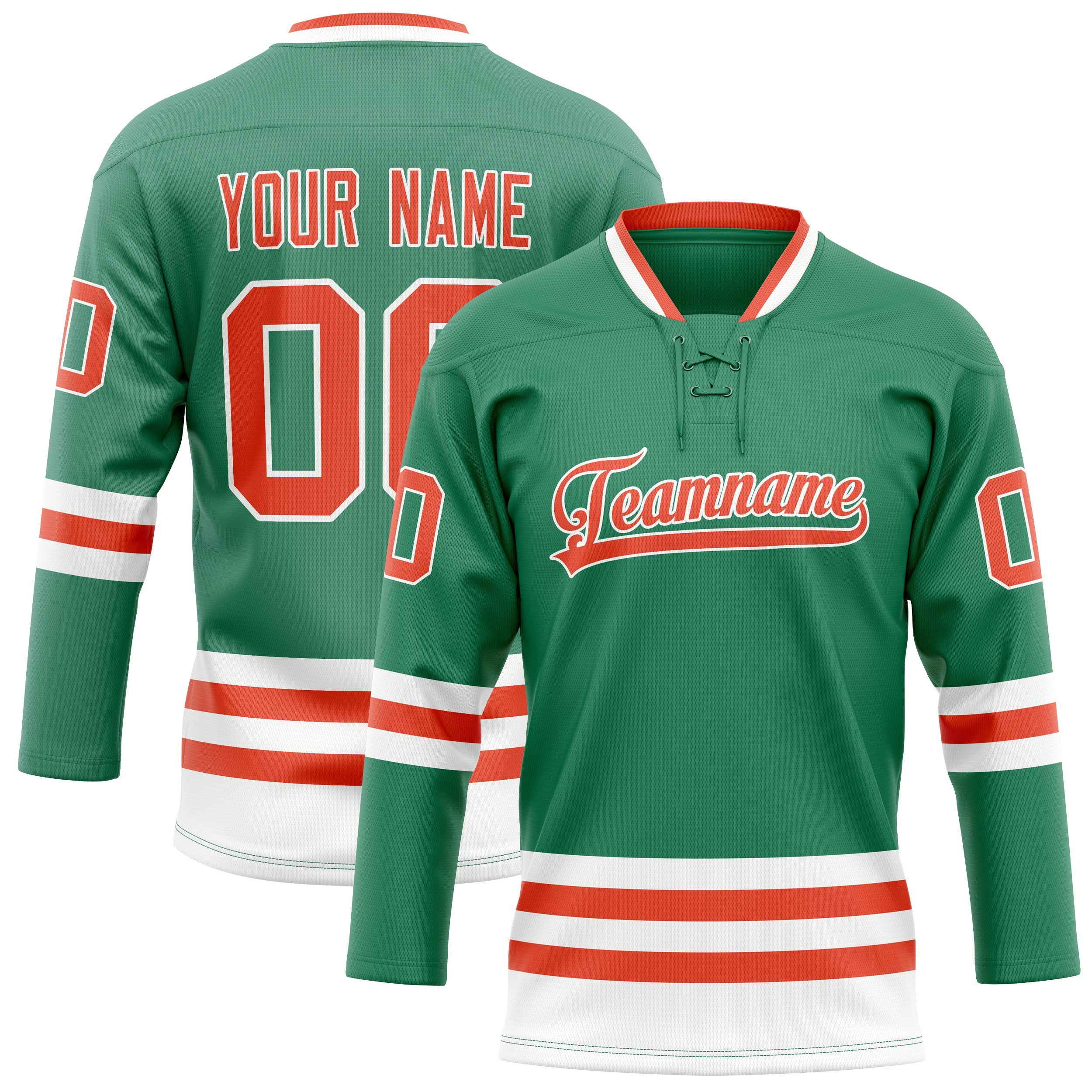 Custom Green Red Solid Colour Hockey Jersey