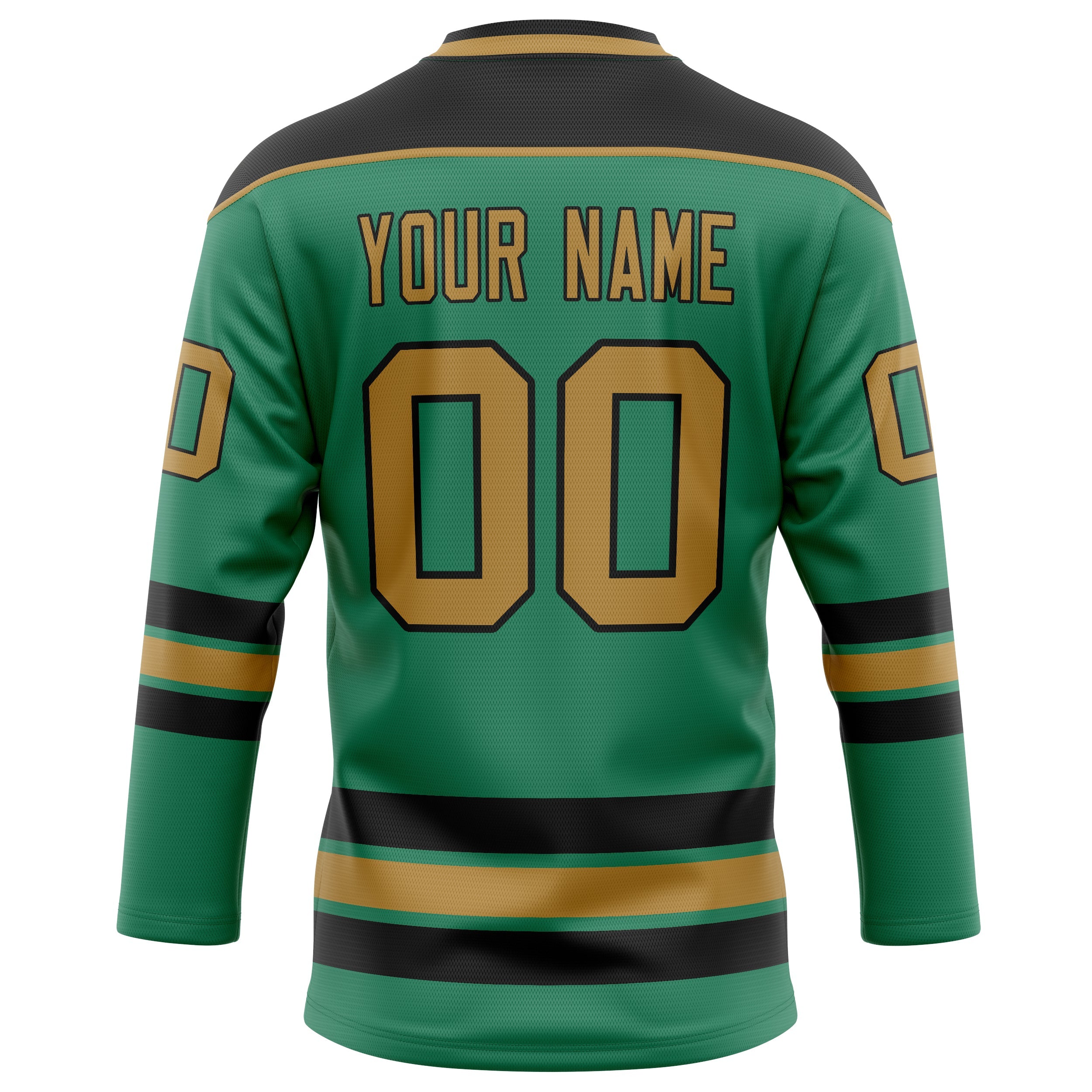 Custom Green Old Gold Solid Colour Hockey Jersey