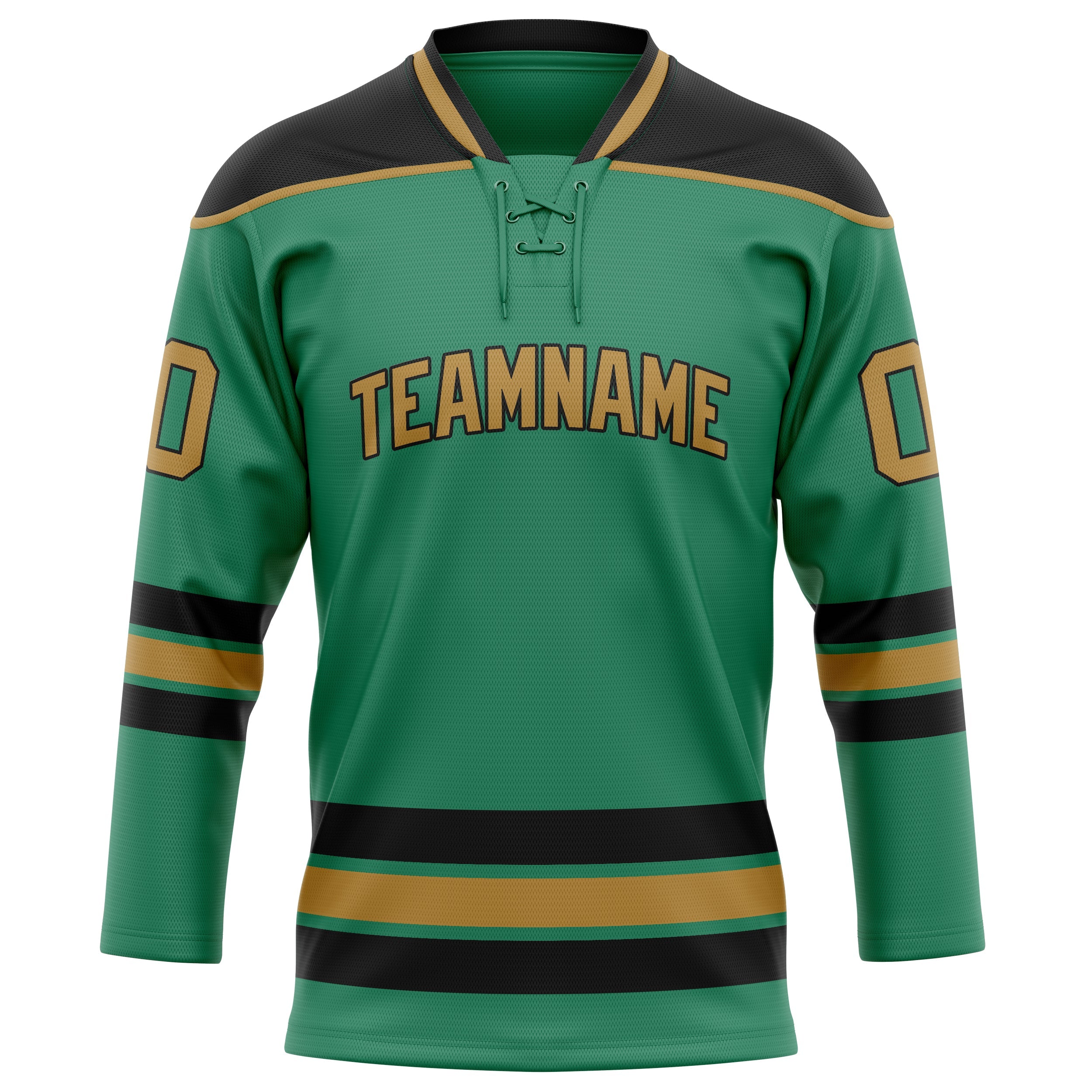 Custom Green Old Gold Solid Colour Hockey Jersey