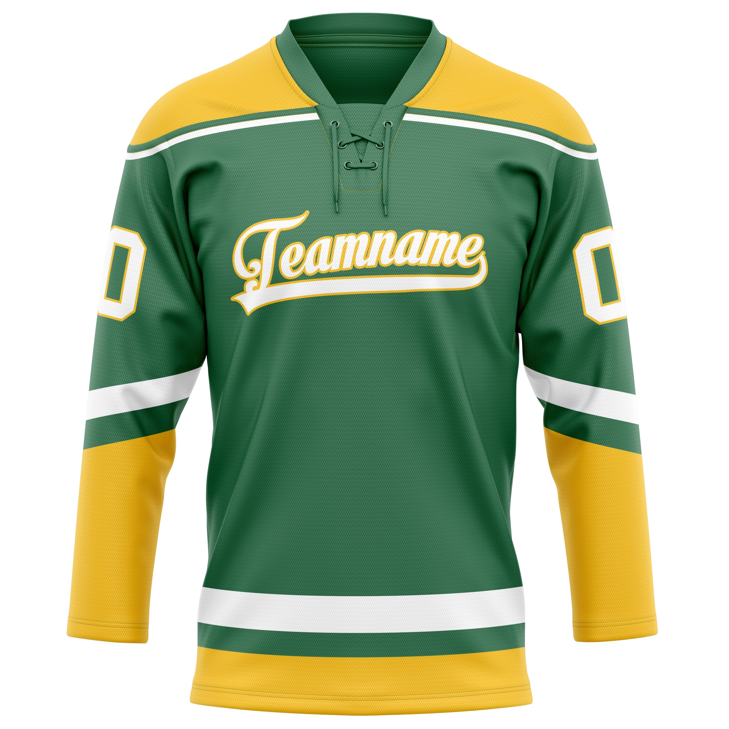 Custom Green Gold Solid Colour Hockey Jersey