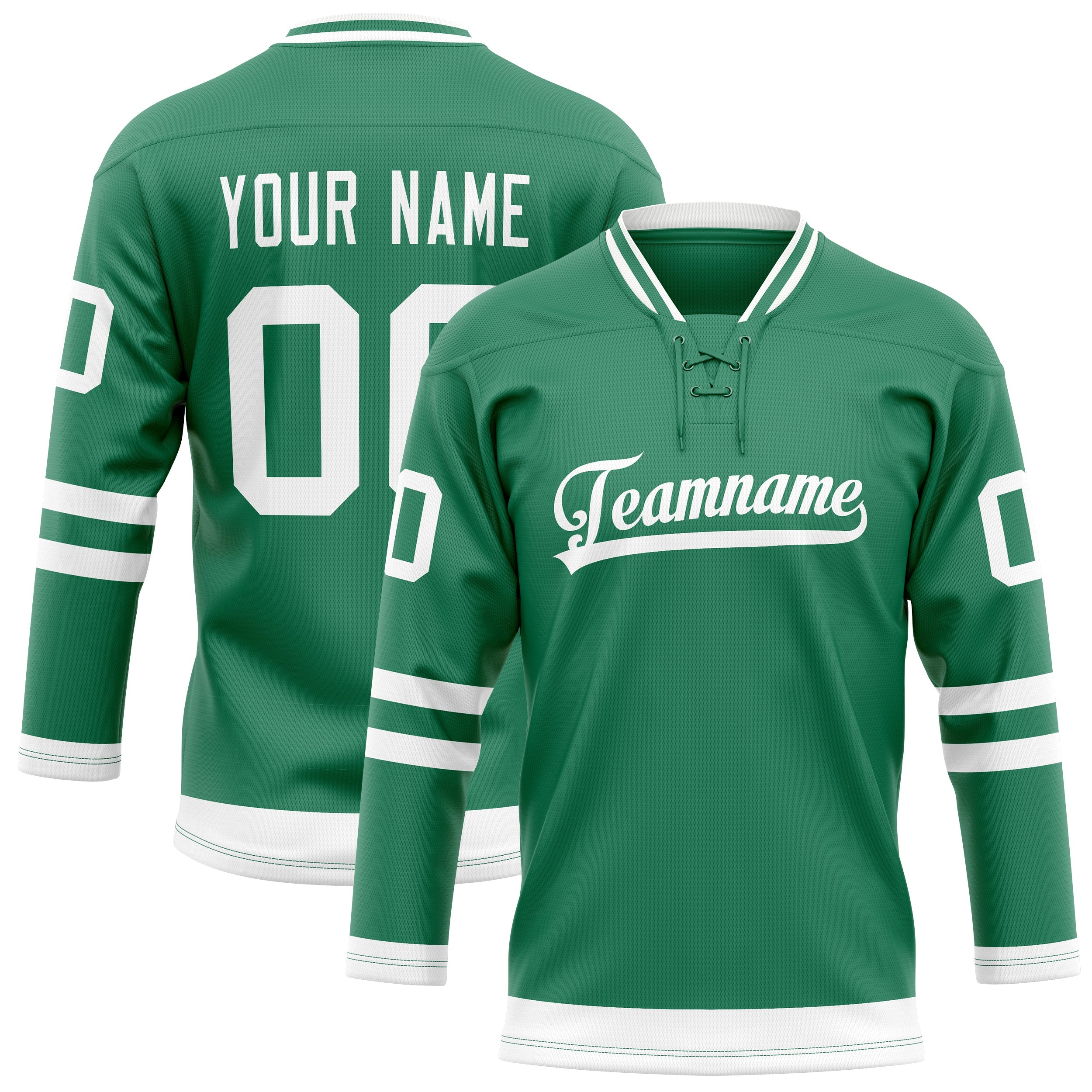 Custom Green White Solid Colour Hockey Jersey