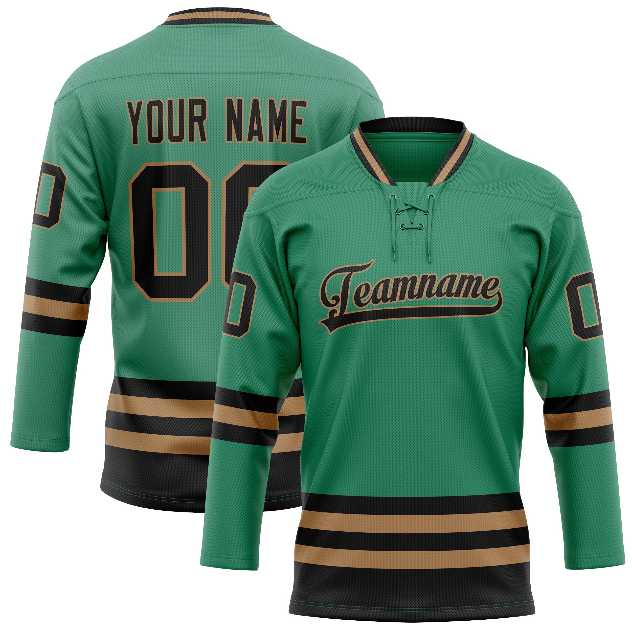 Custom Green Black Solid Colour Hockey Jersey