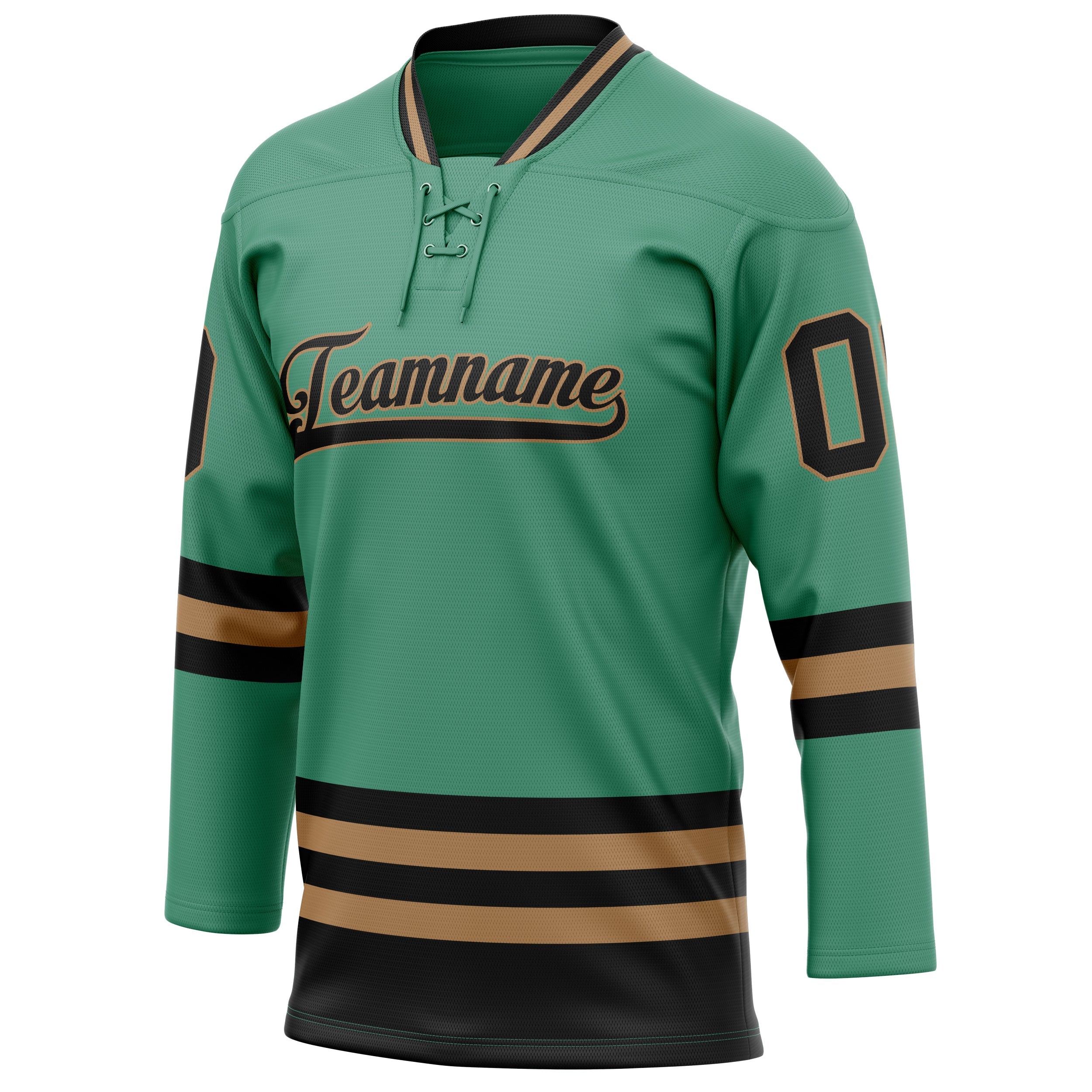 Custom Green Black Solid Colour Hockey Jersey