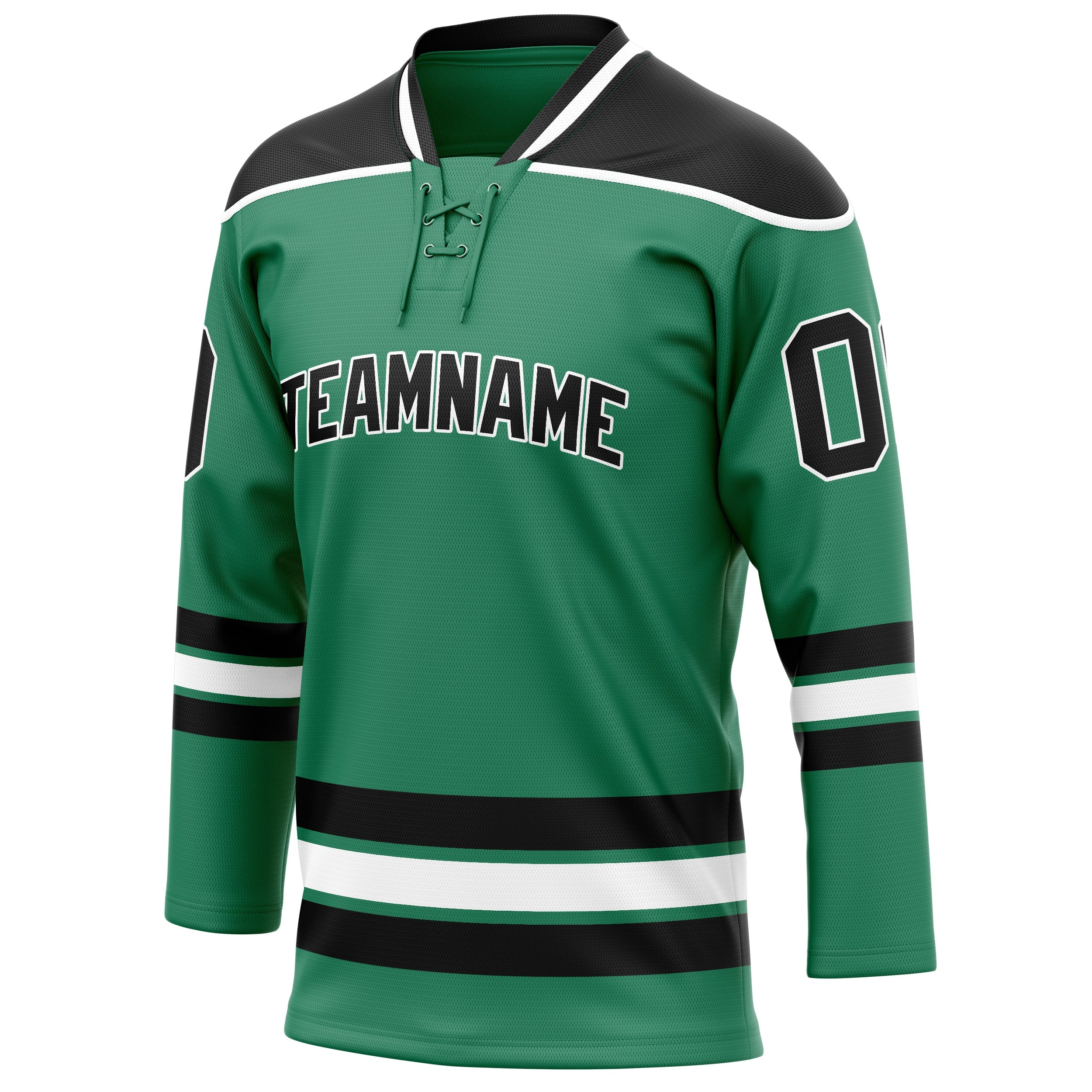 Custom Green Black Solid Colour Hockey Jersey