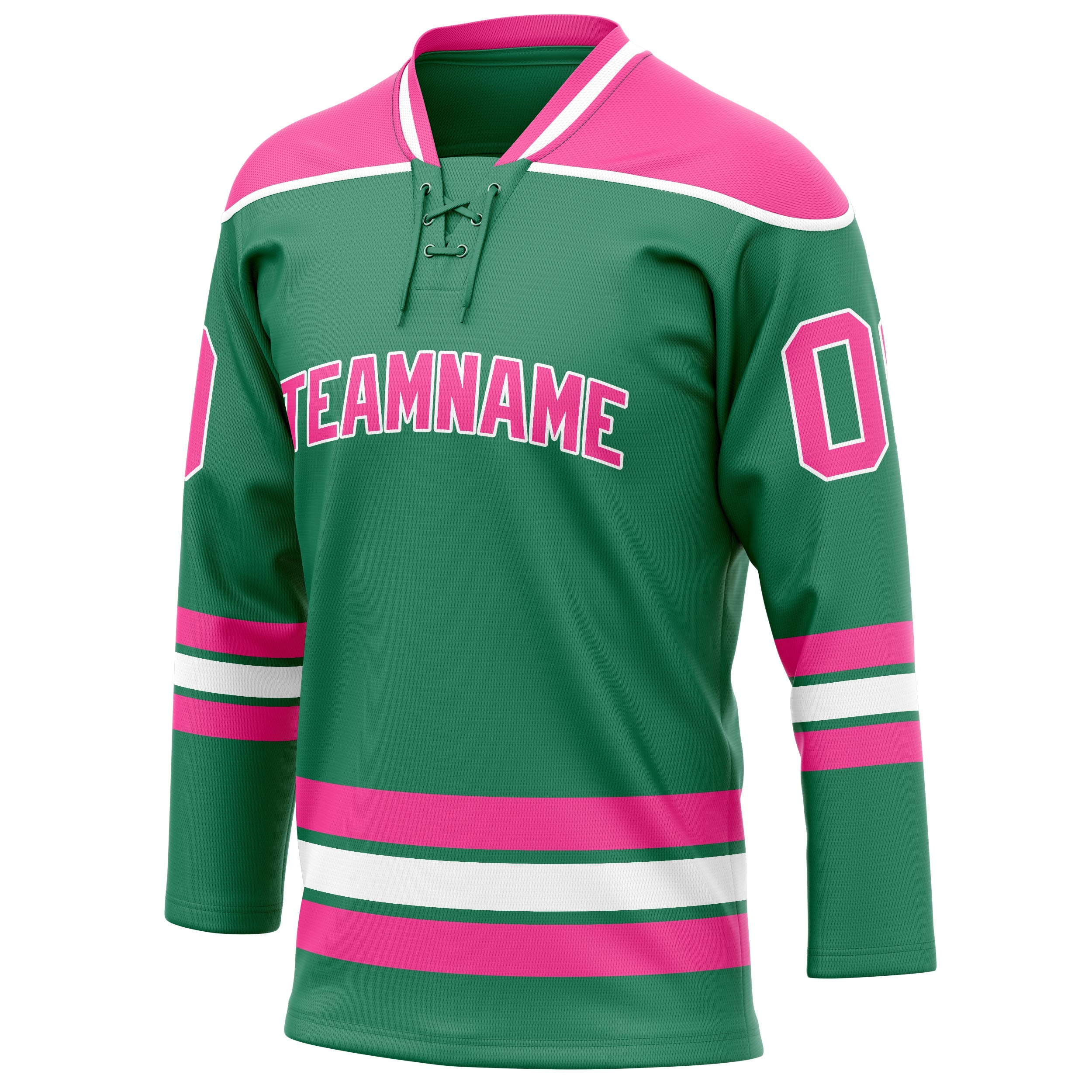 Custom Green Pink Solid Colour Hockey Jersey