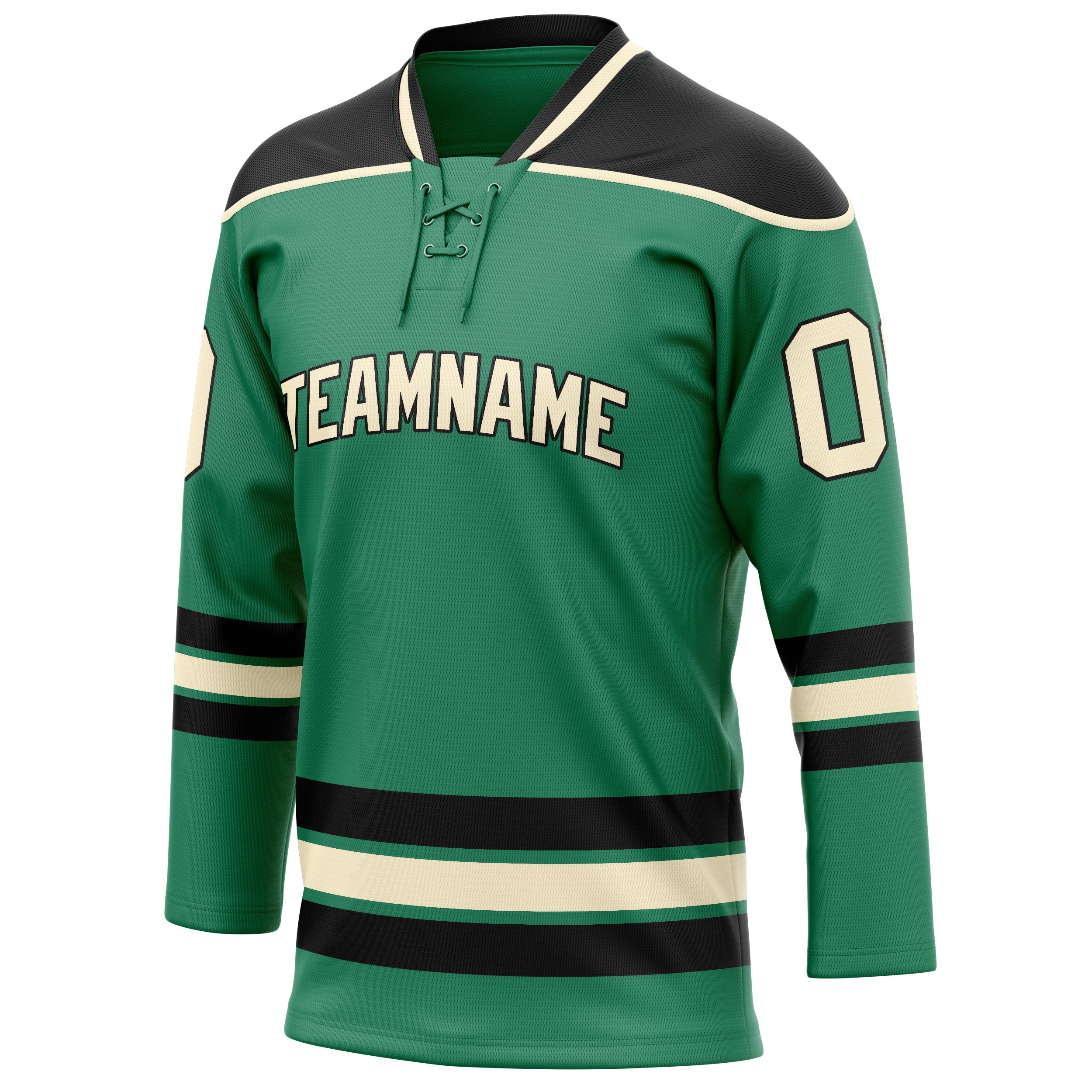 Custom Green Cream Solid Colour Hockey Jersey