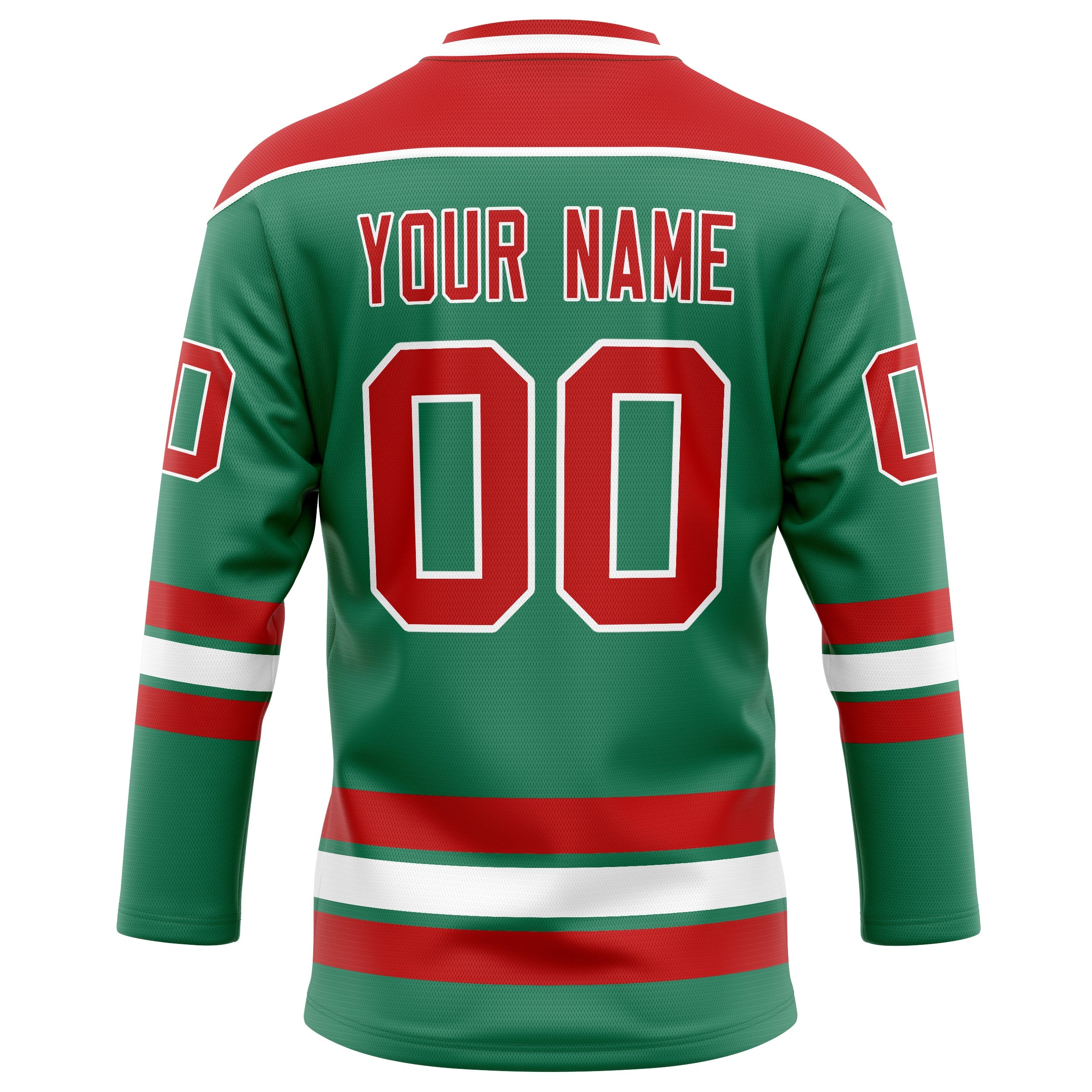 Custom Green Red Solid Colour Hockey Jersey