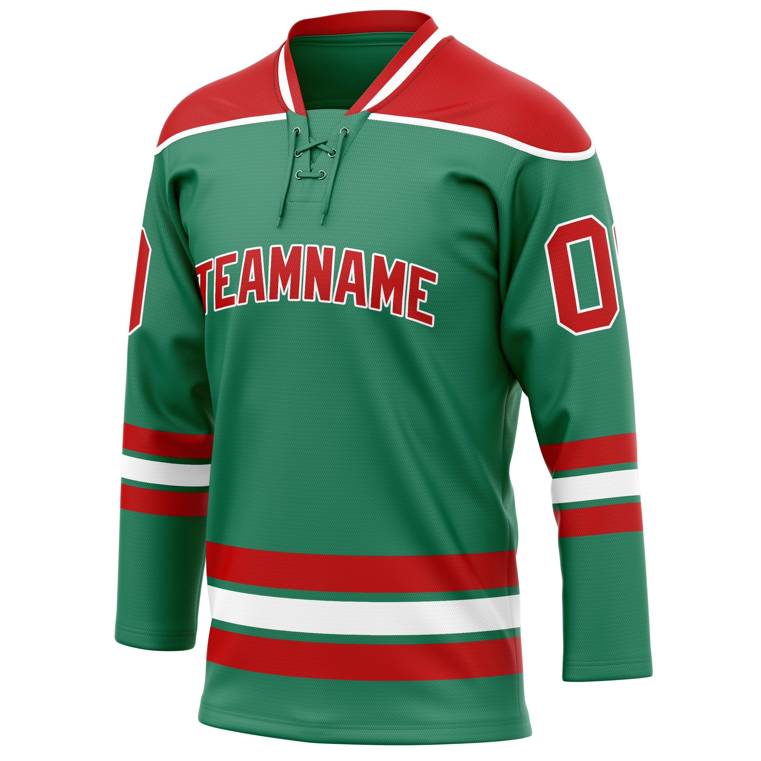 Custom Green Red Solid Colour Hockey Jersey