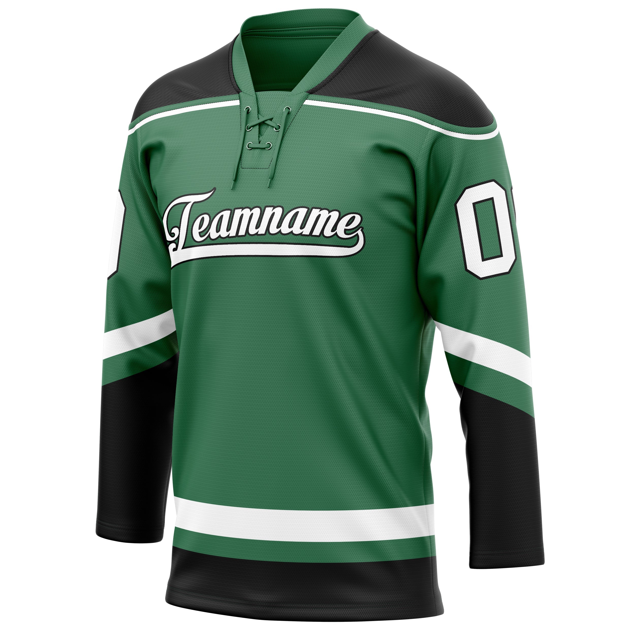 Custom Green Black Solid Colour Hockey Jersey