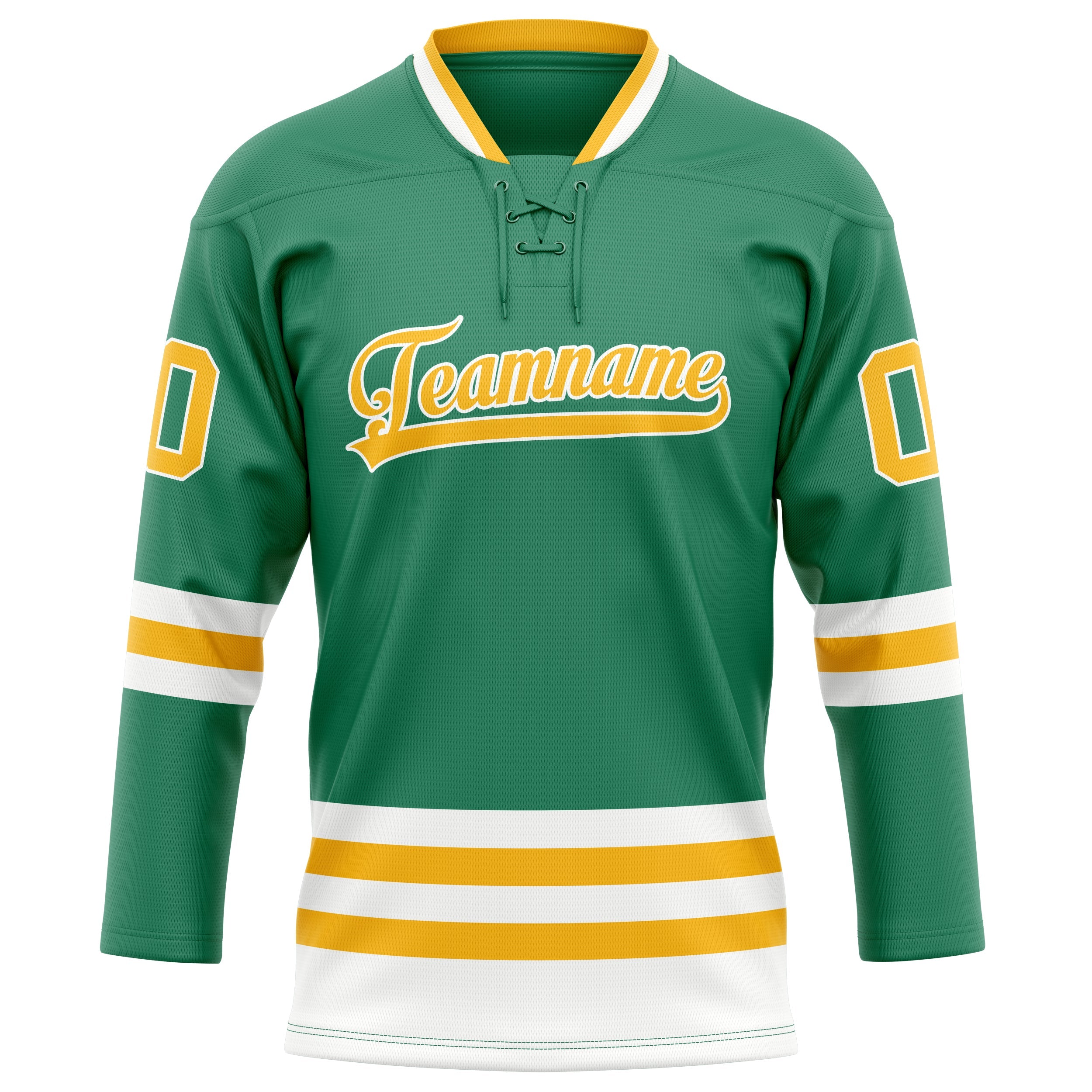 Custom Green Gold Solid Colour Hockey Jersey