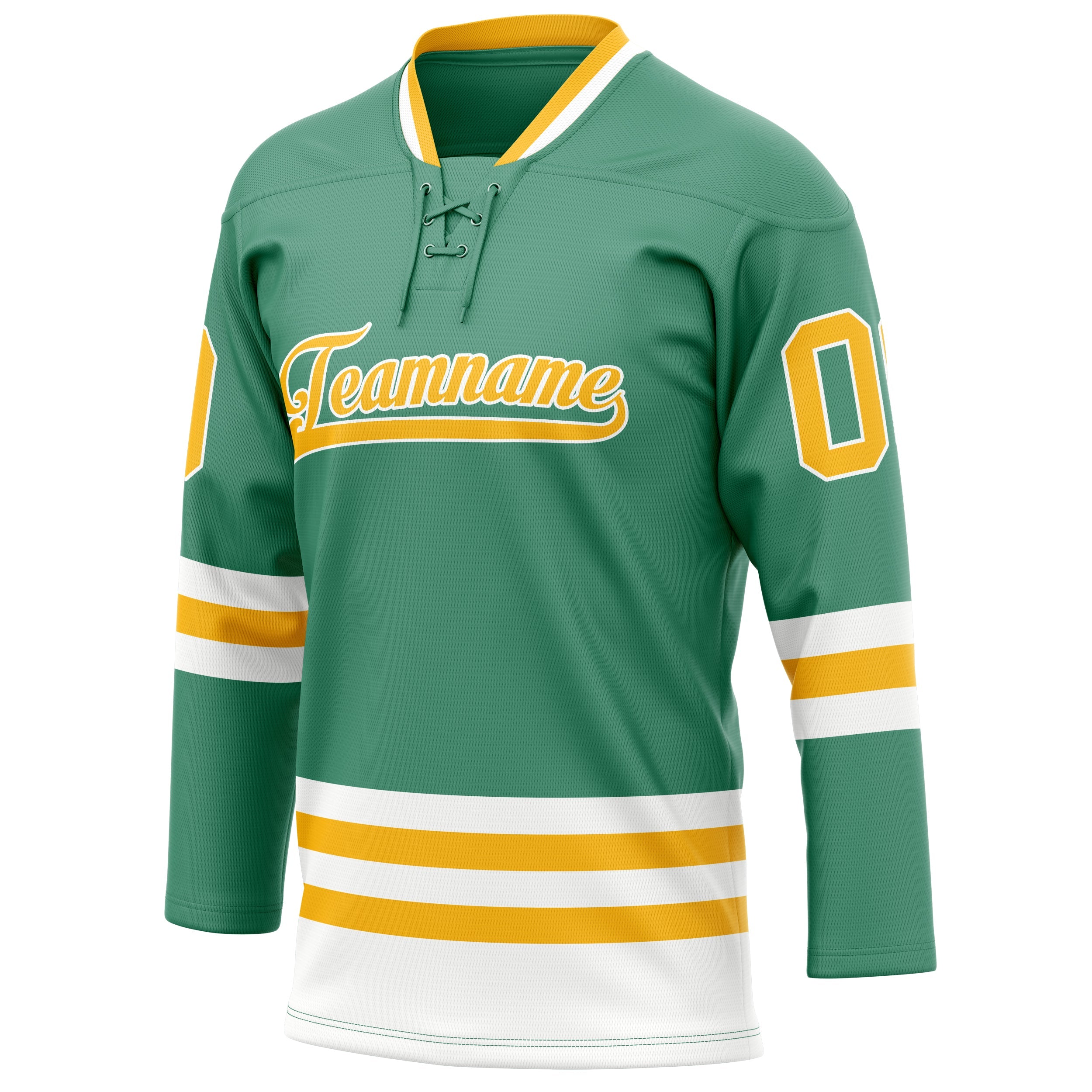 Custom Green Gold Solid Colour Hockey Jersey
