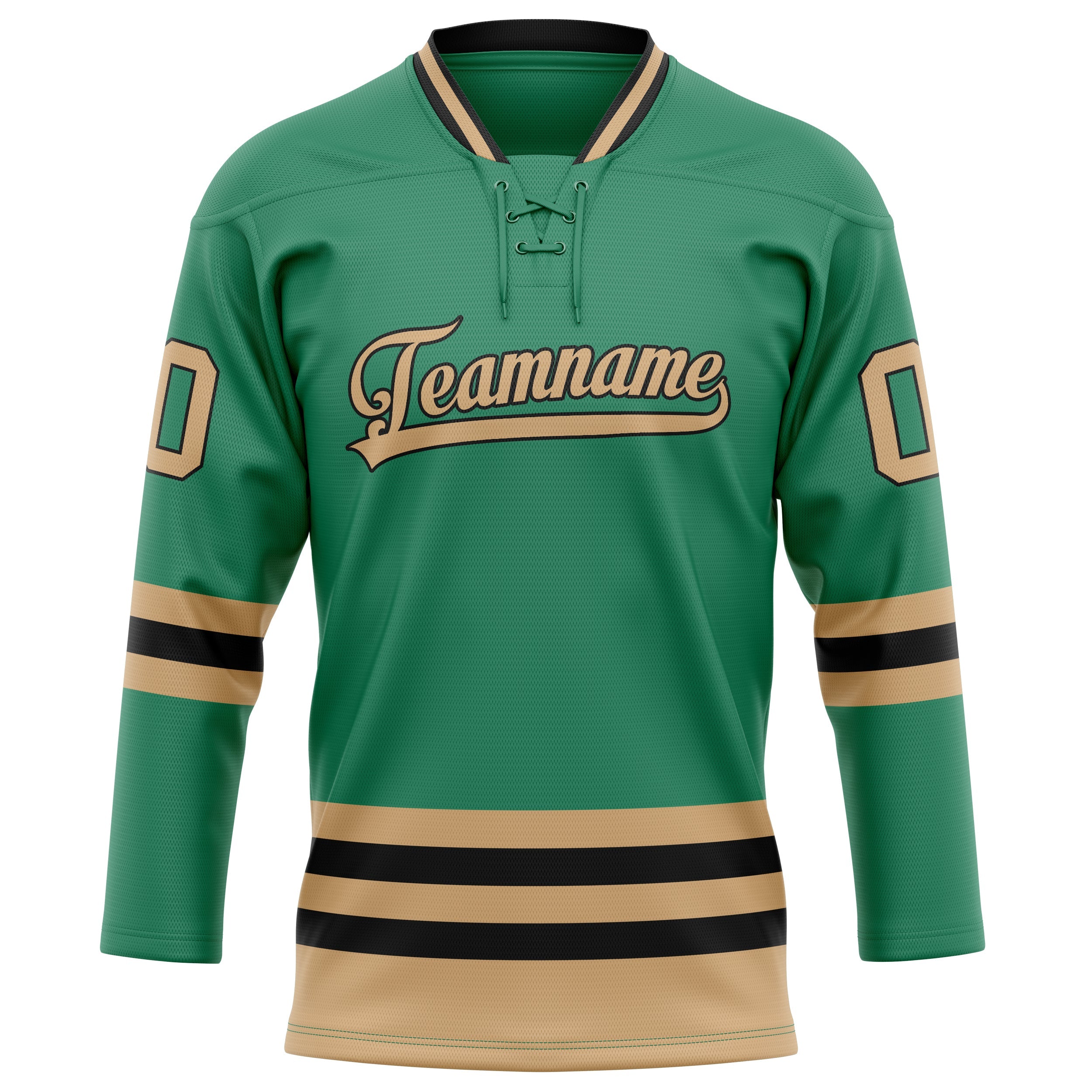 Custom Green Old Gold Solid Colour Hockey Jersey