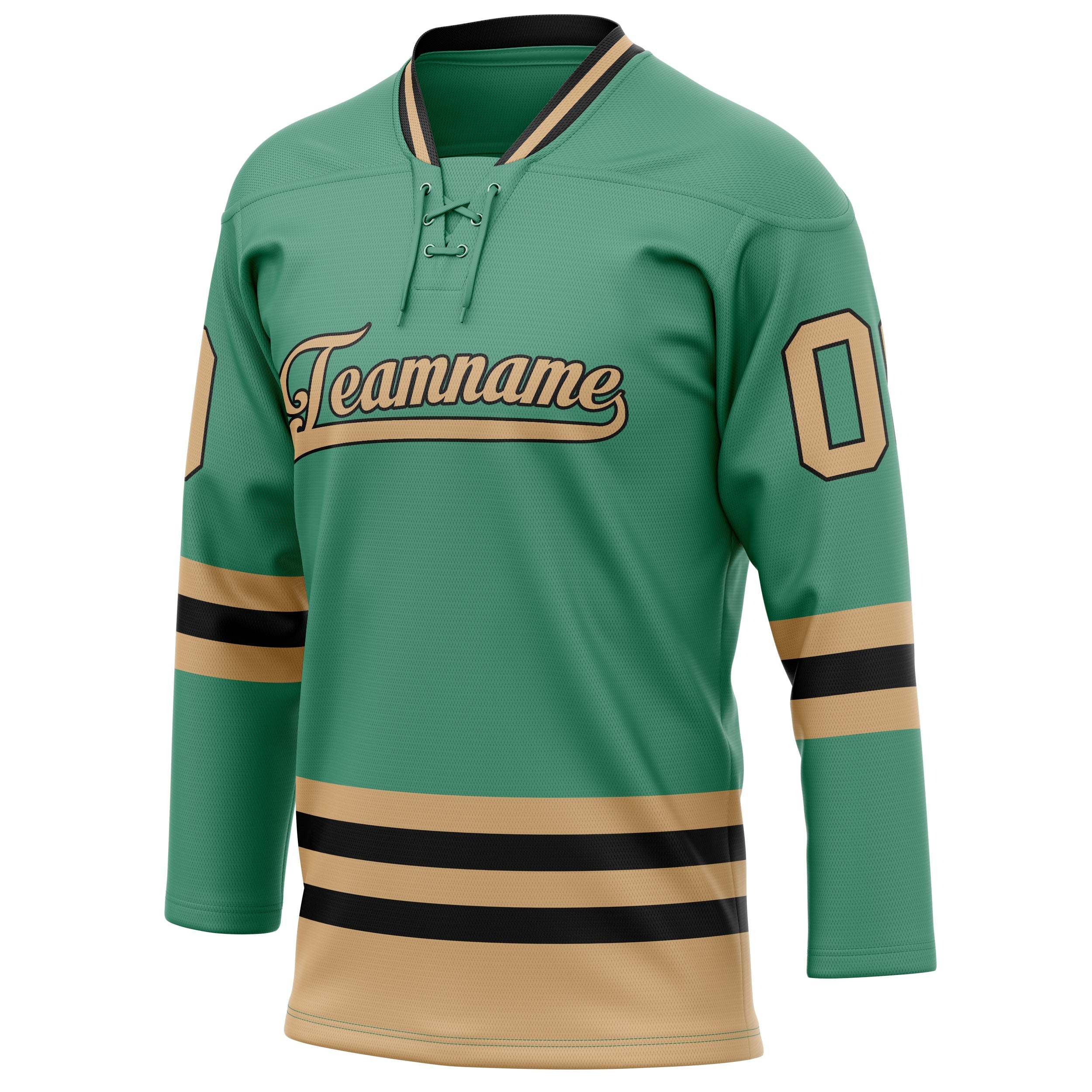Custom Green Old Gold Solid Colour Hockey Jersey