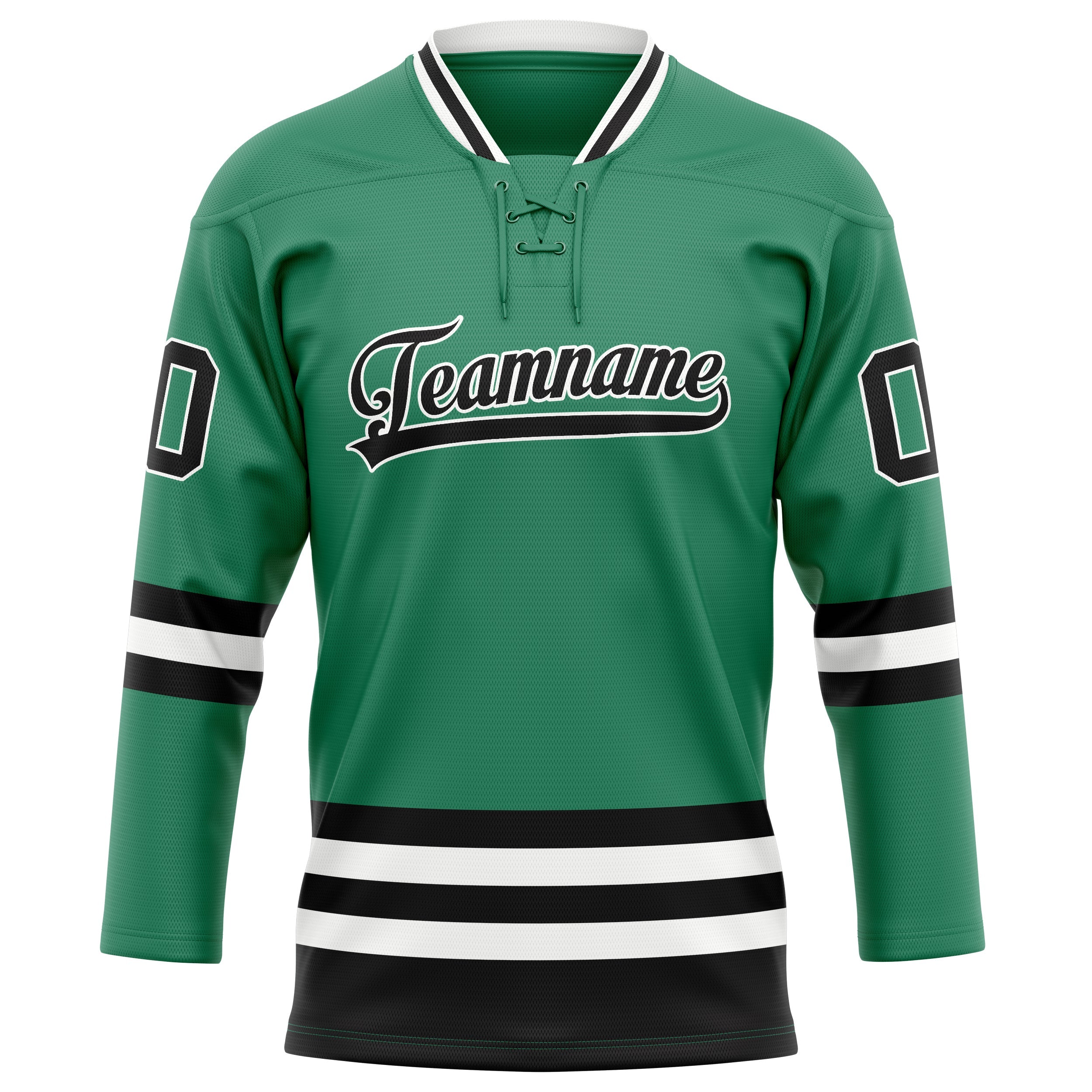 Custom Green Black Solid Colour Hockey Jersey