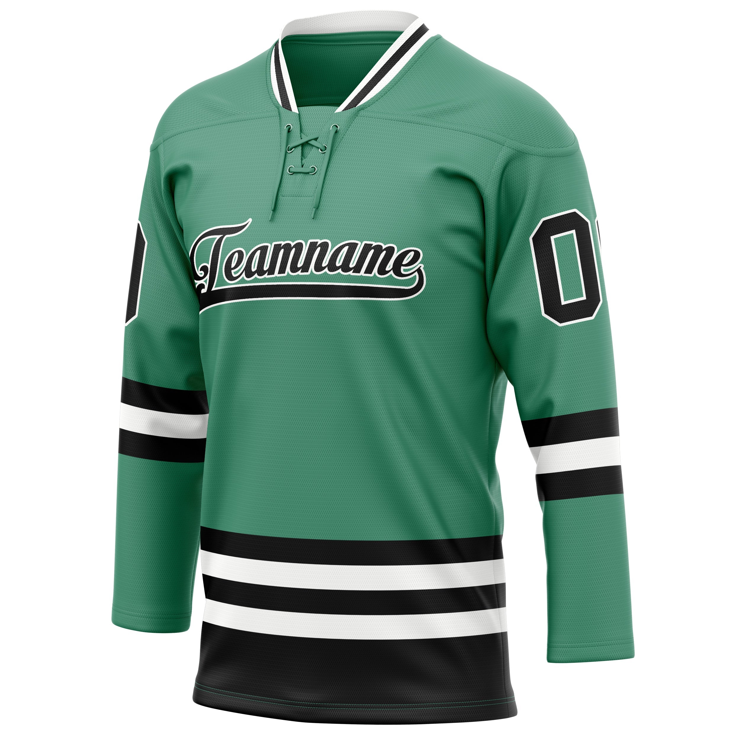 Custom Green Black Solid Colour Hockey Jersey