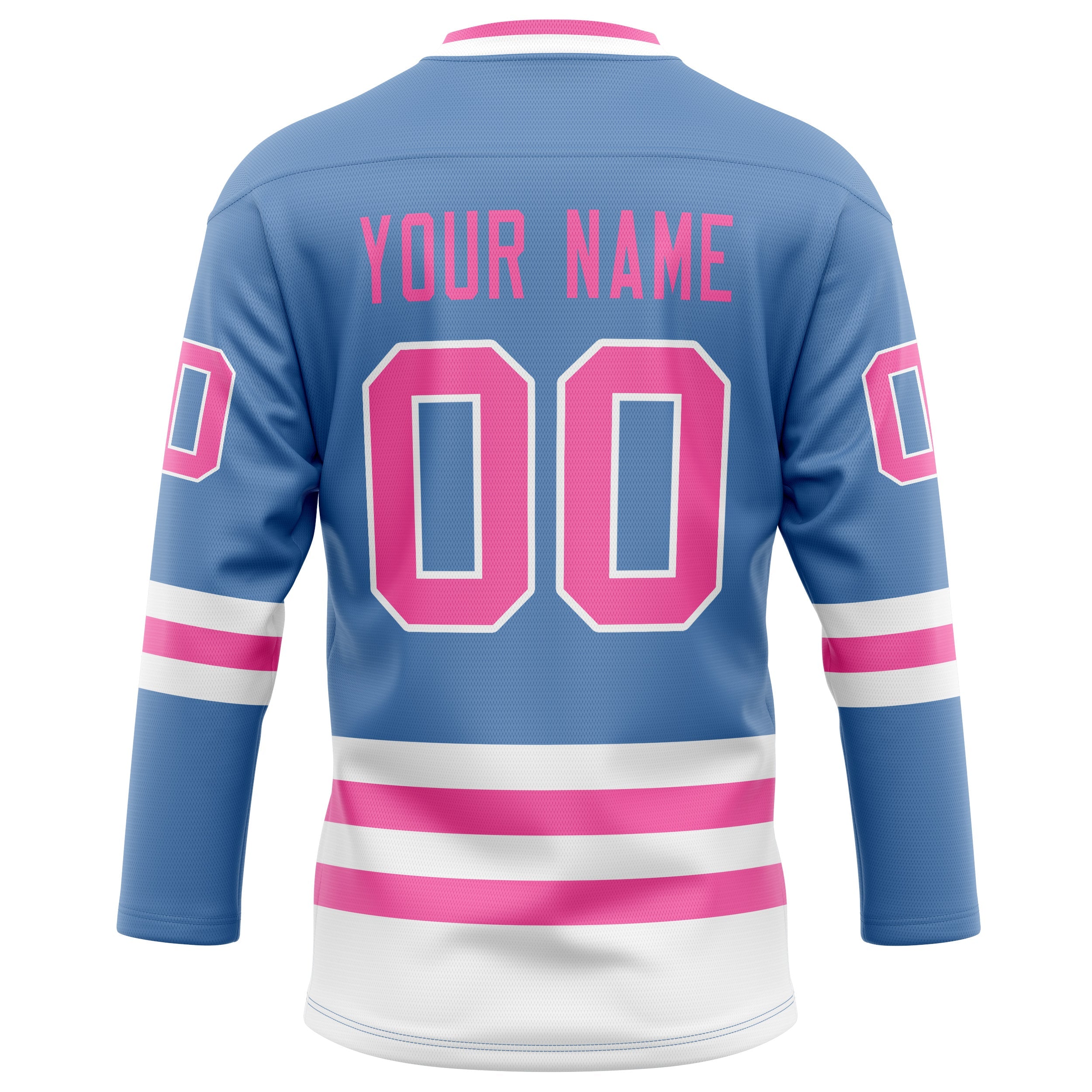 Custom Light Blue Pink Solid Colour Hockey Jersey