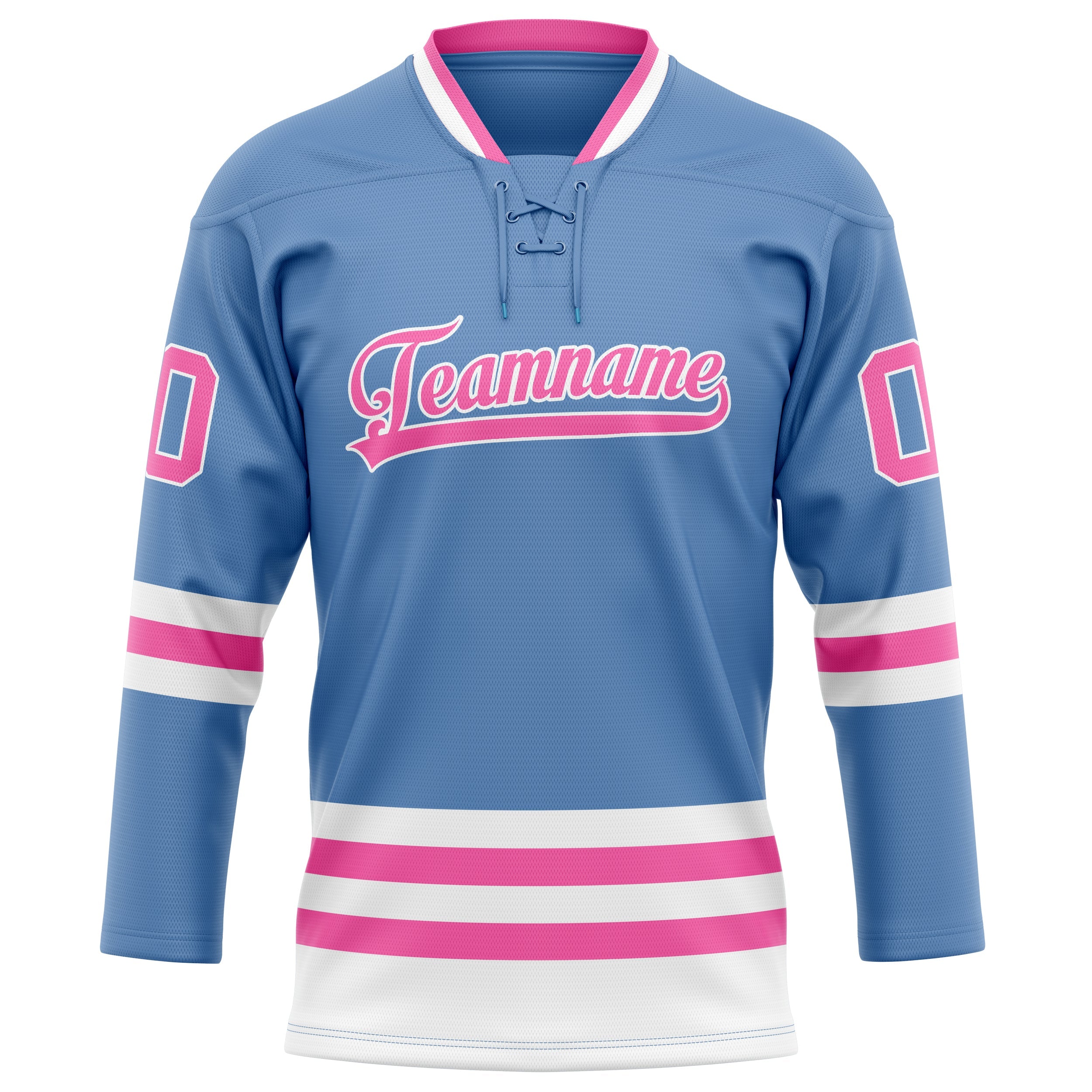 Custom Light Blue Pink Solid Colour Hockey Jersey