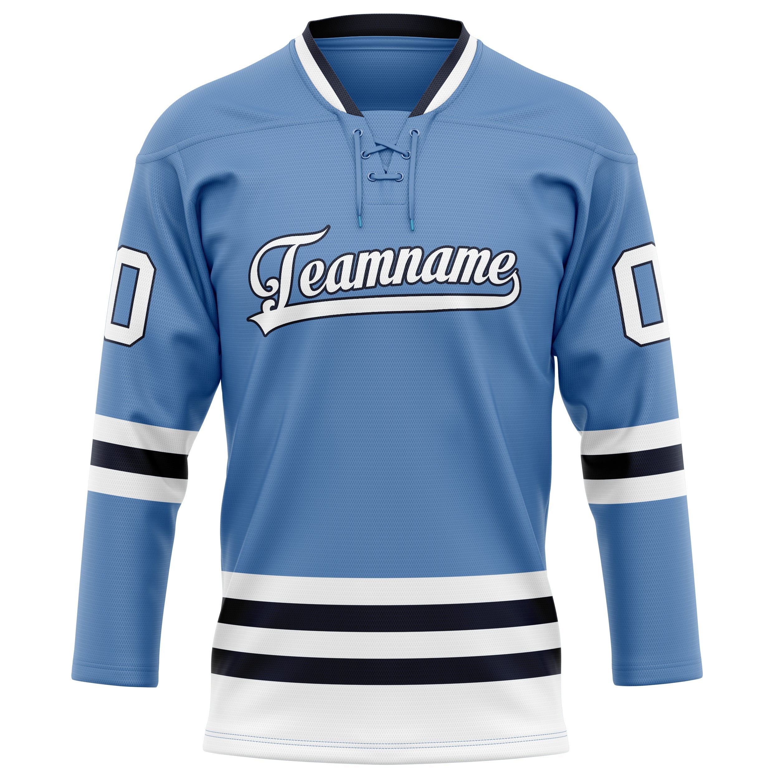 Custom Light Blue Black Solid Colour Hockey Jersey