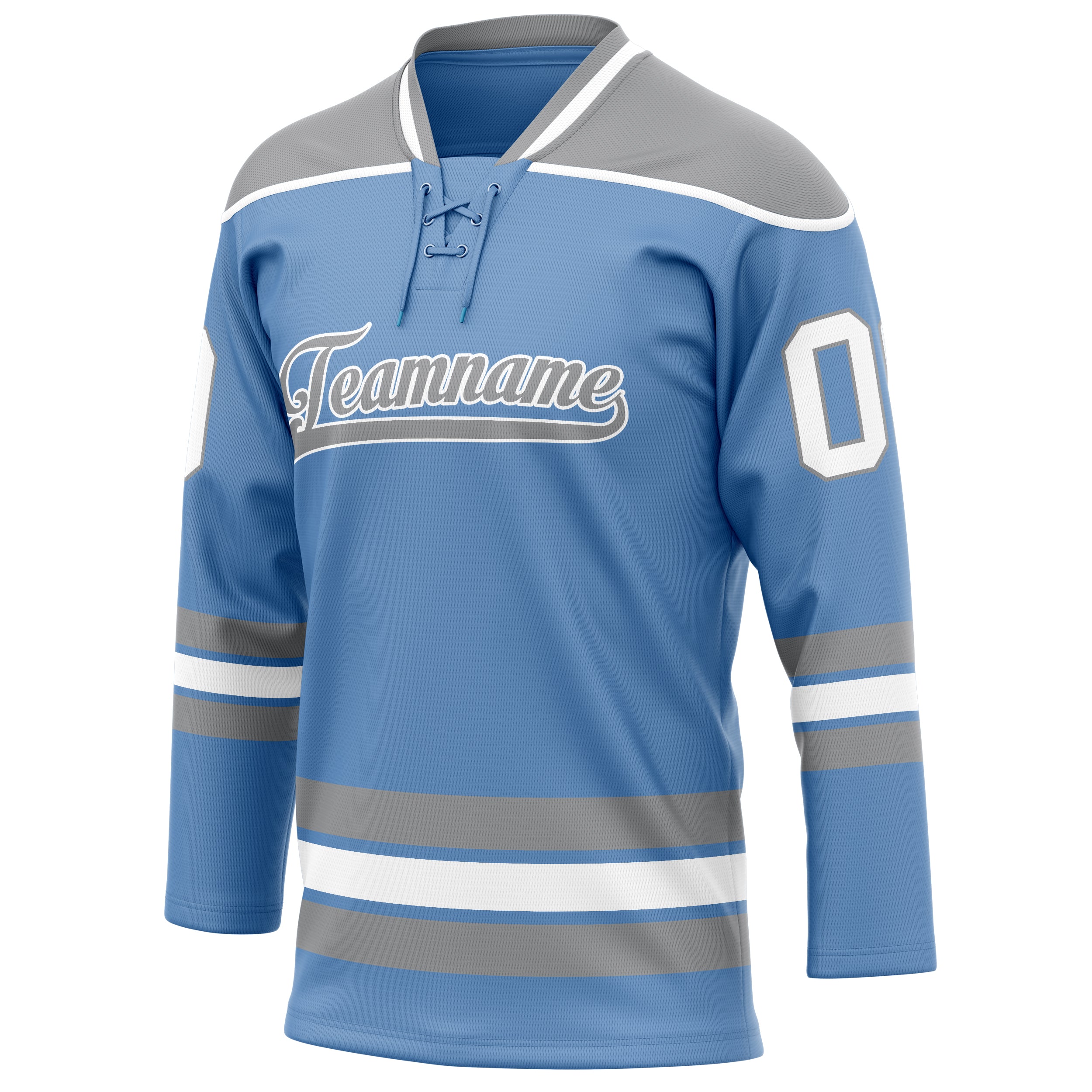 Custom Light Blue Gray Solid Colour Hockey Jersey
