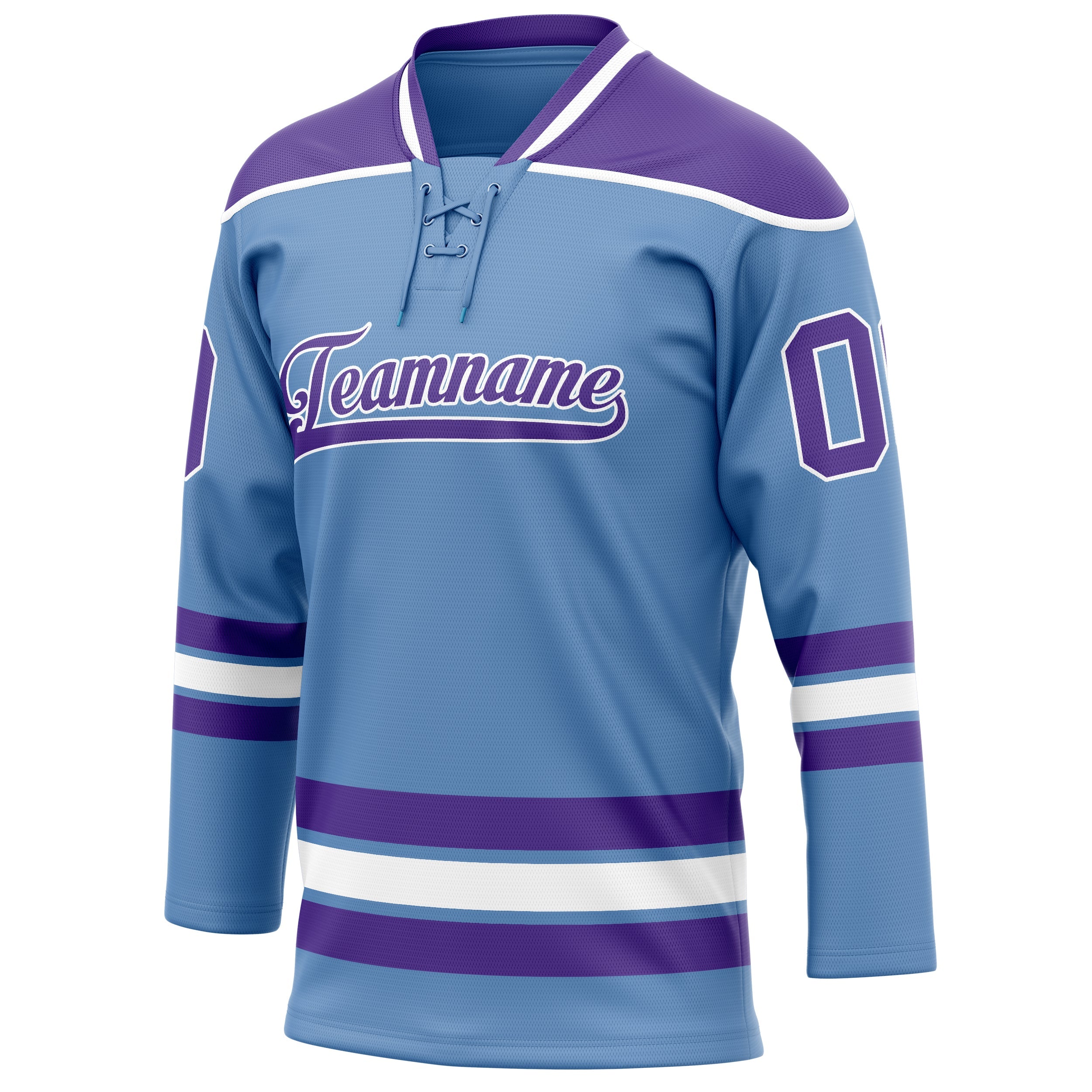 Custom Light Blue Purple Solid Colour Hockey Jersey
