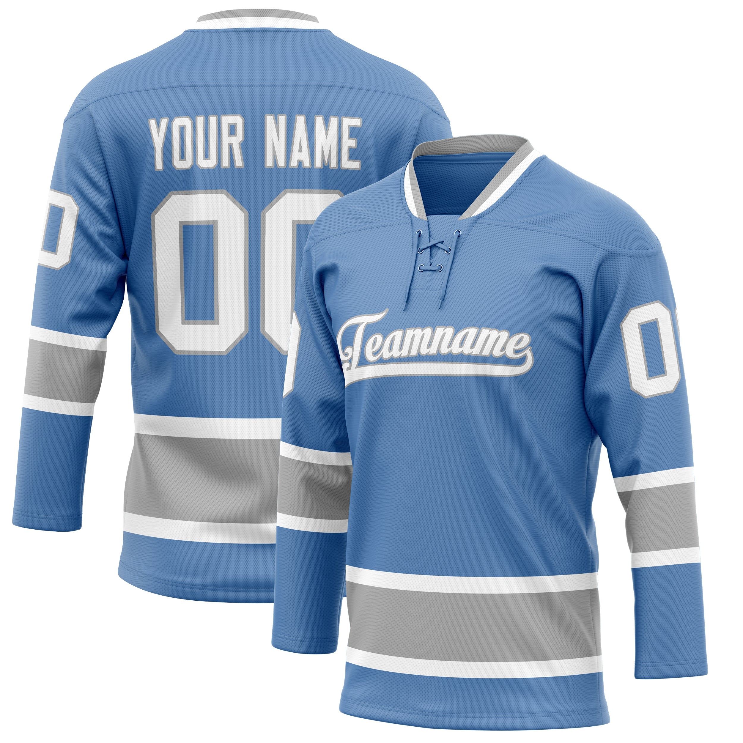 Custom Light Blue Gray Solid Colour Hockey Jersey