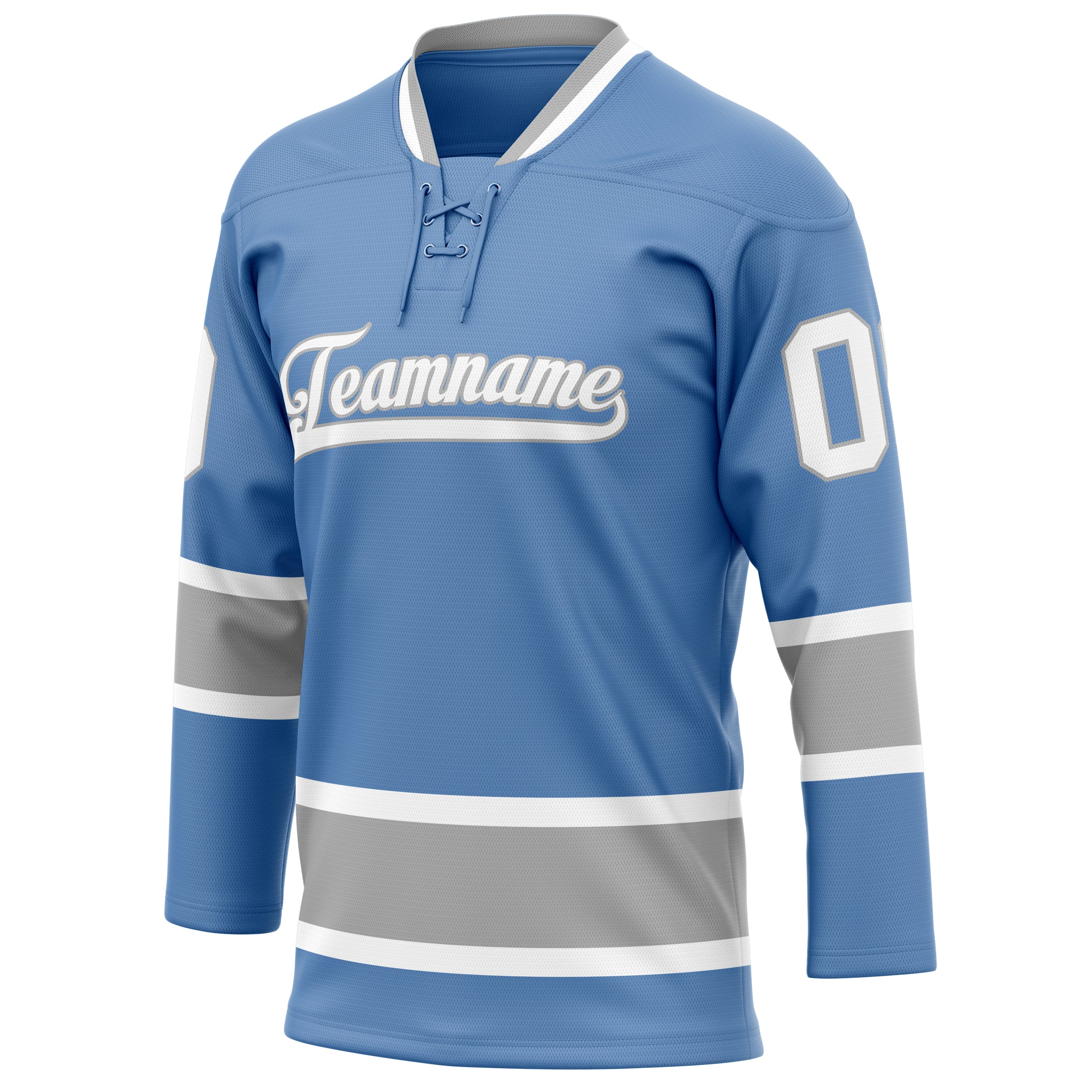 Custom Light Blue Gray Solid Colour Hockey Jersey