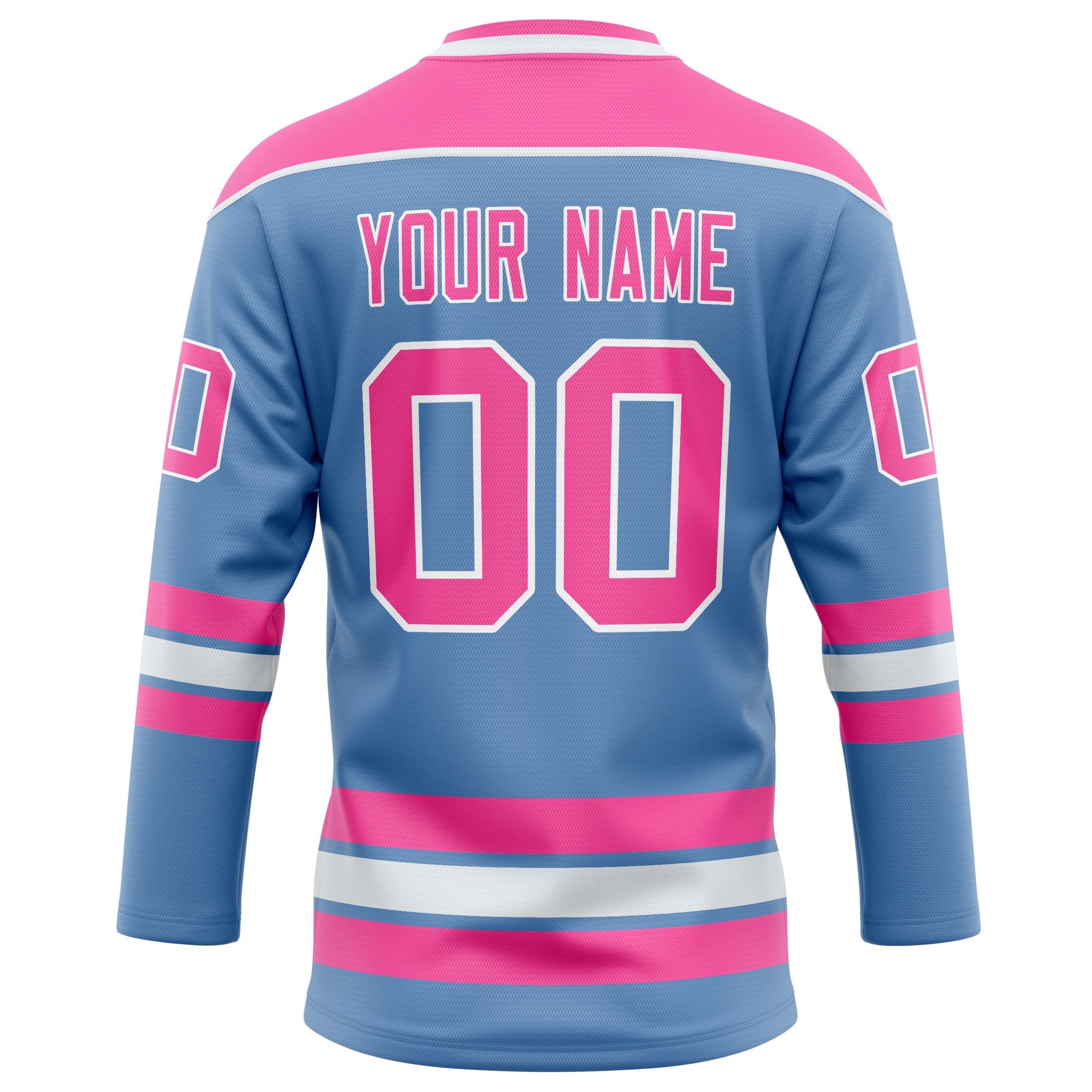 Custom Light Blue Pink Solid Colour Hockey Jersey