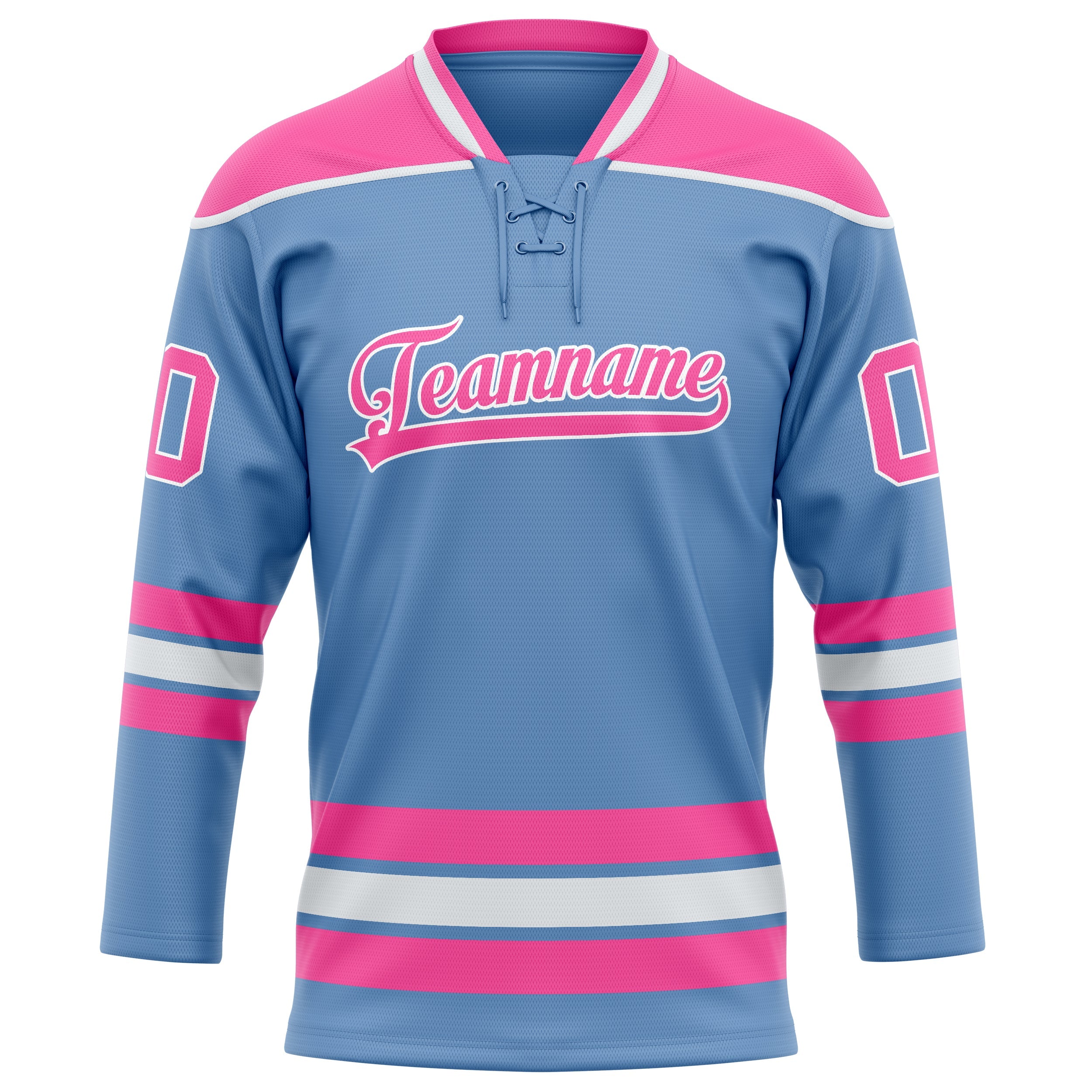 Custom Light Blue Pink Solid Colour Hockey Jersey