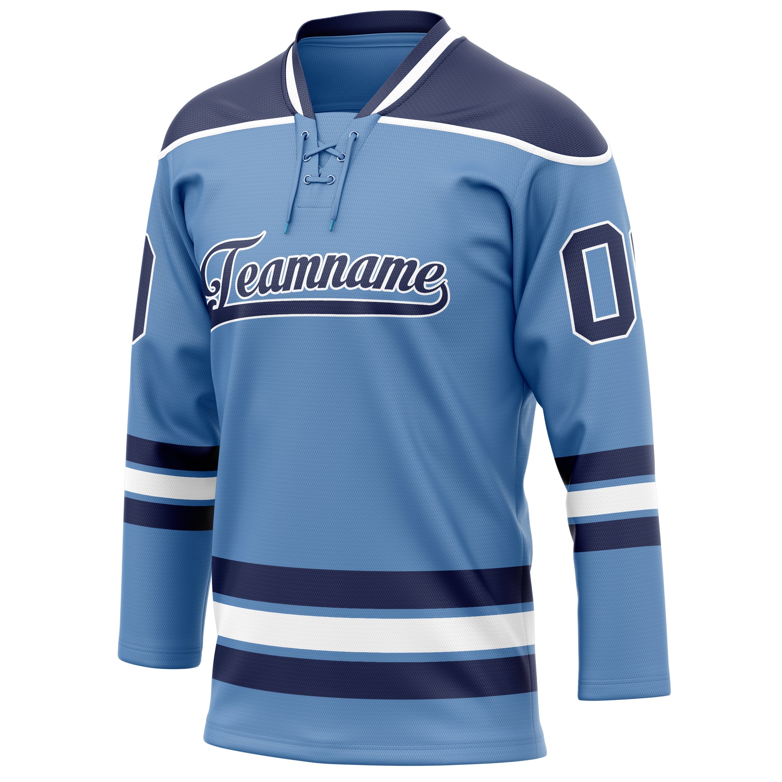 Custom Light Blue Navy Solid Colour Hockey Jersey