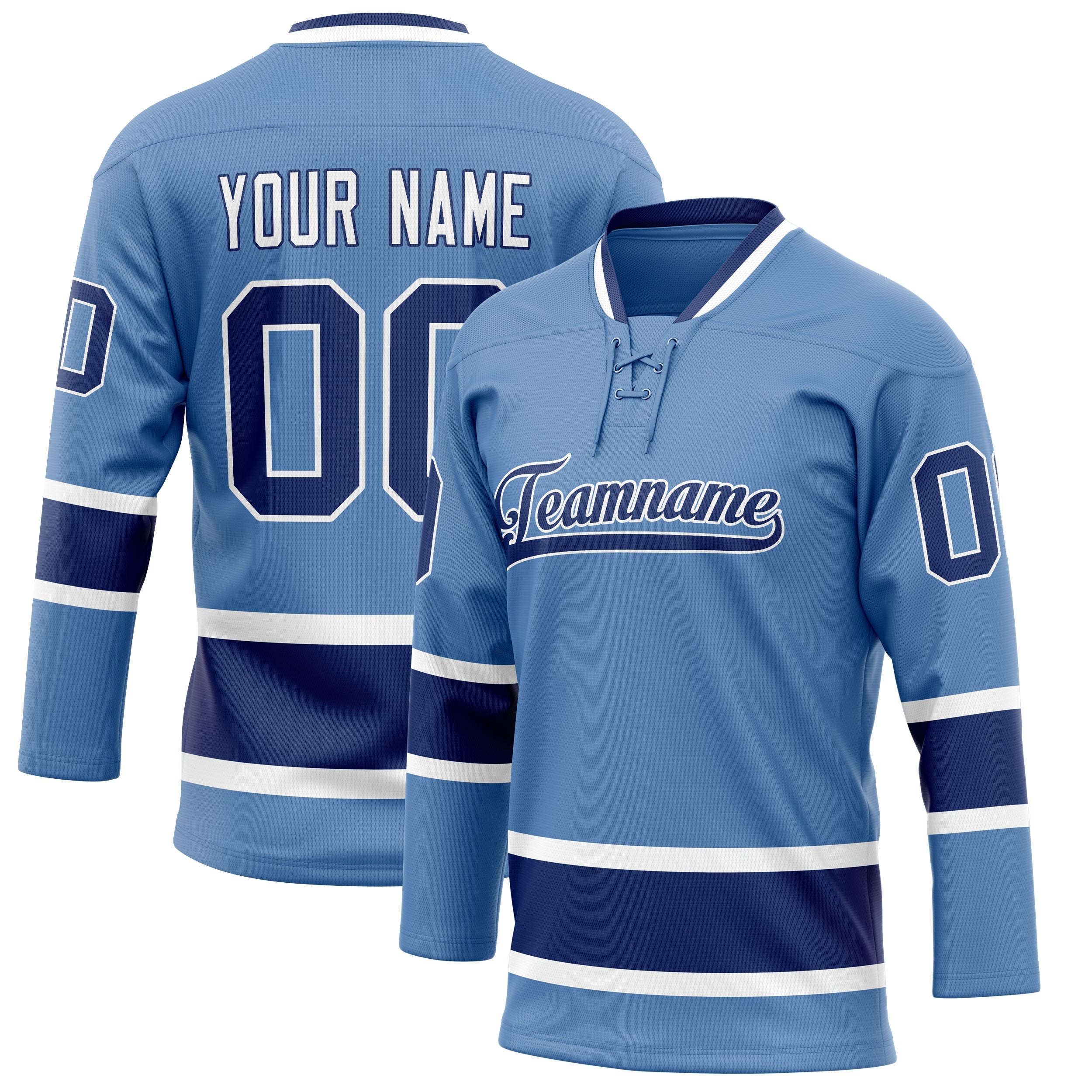 Custom Light Blue Navy Solid Colour Hockey Jersey