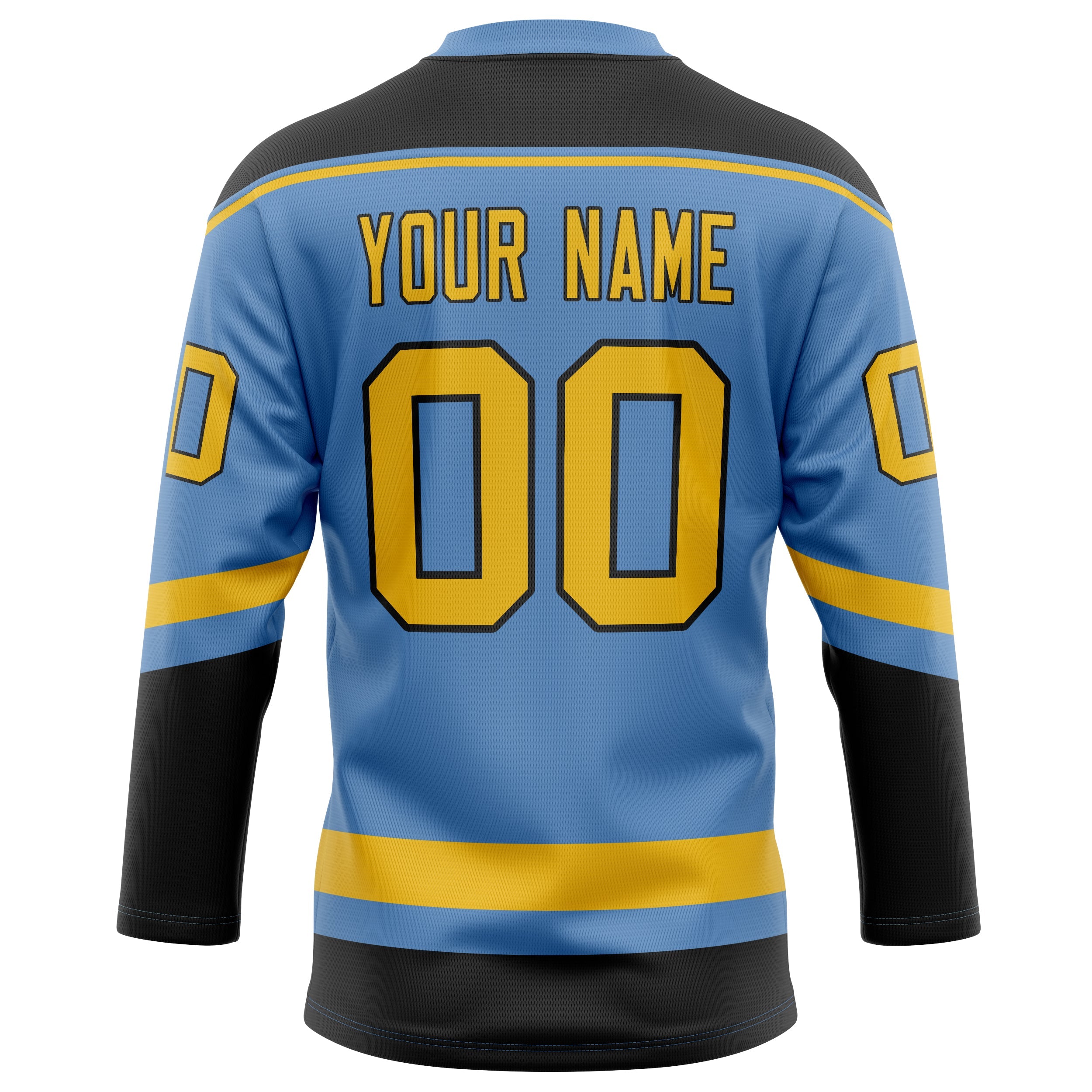 Custom Light Blue Gold Solid Colour Hockey Jersey