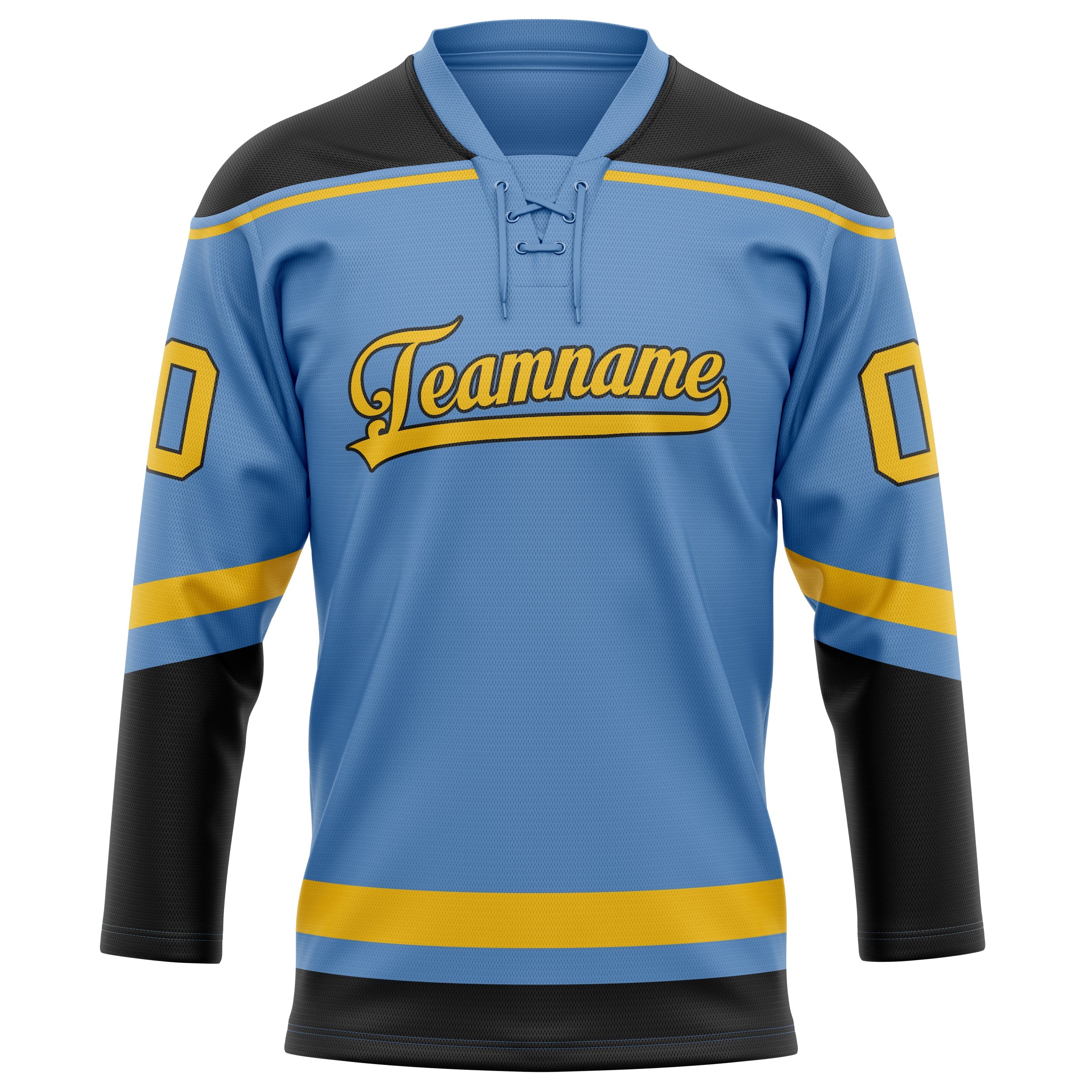 Custom Light Blue Gold Solid Colour Hockey Jersey