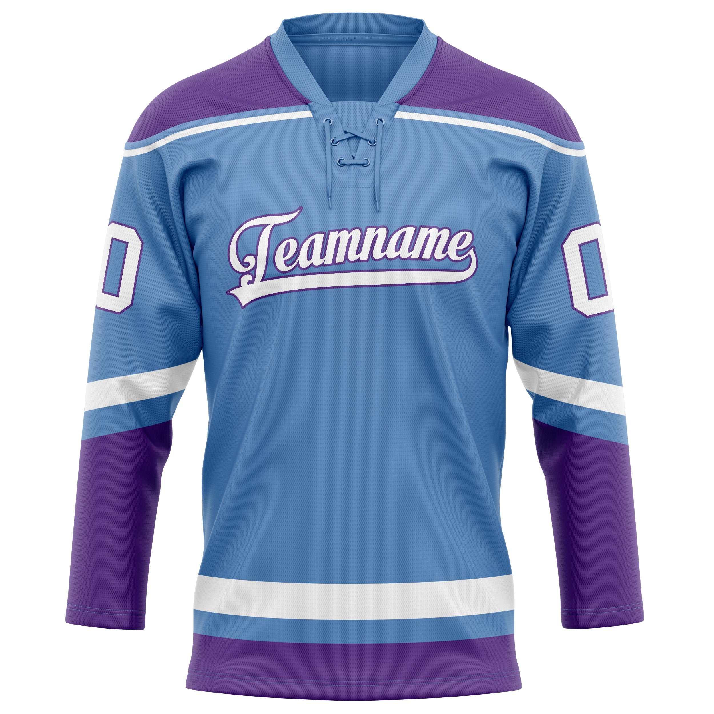 Custom Light Blue Purple Solid Colour Hockey Jersey