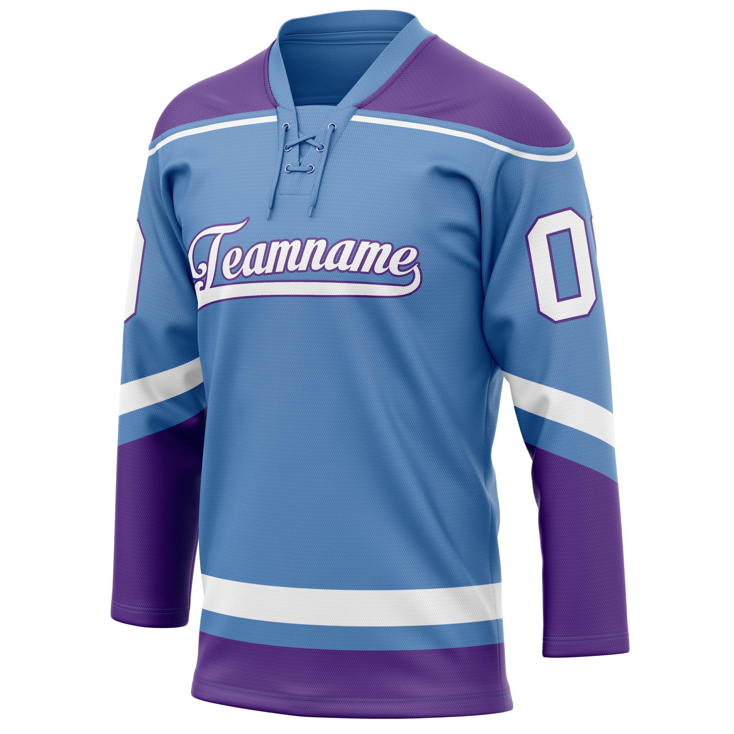 Custom Light Blue Purple Solid Colour Hockey Jersey