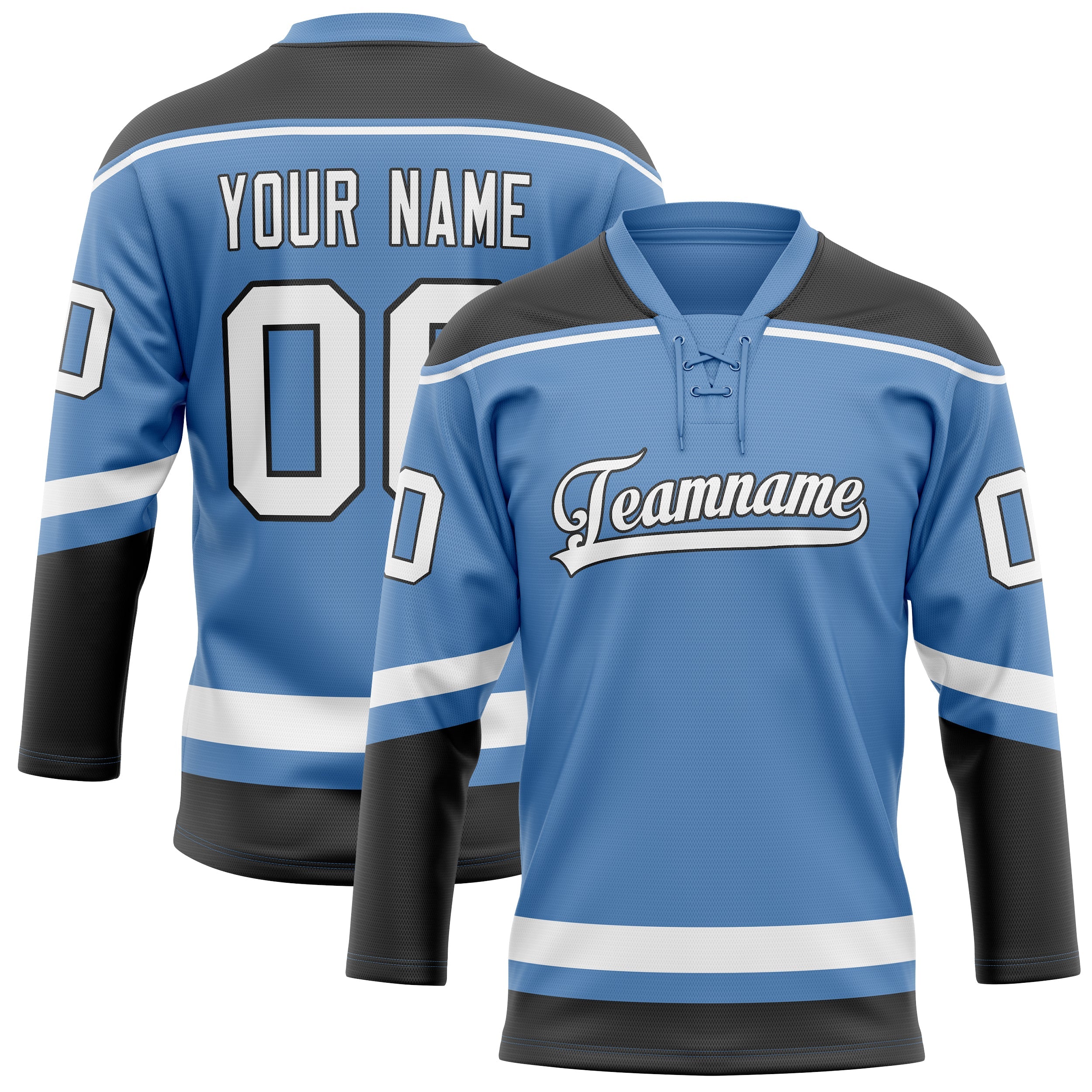 Custom Light Blue Gray Solid Colour Hockey Jersey