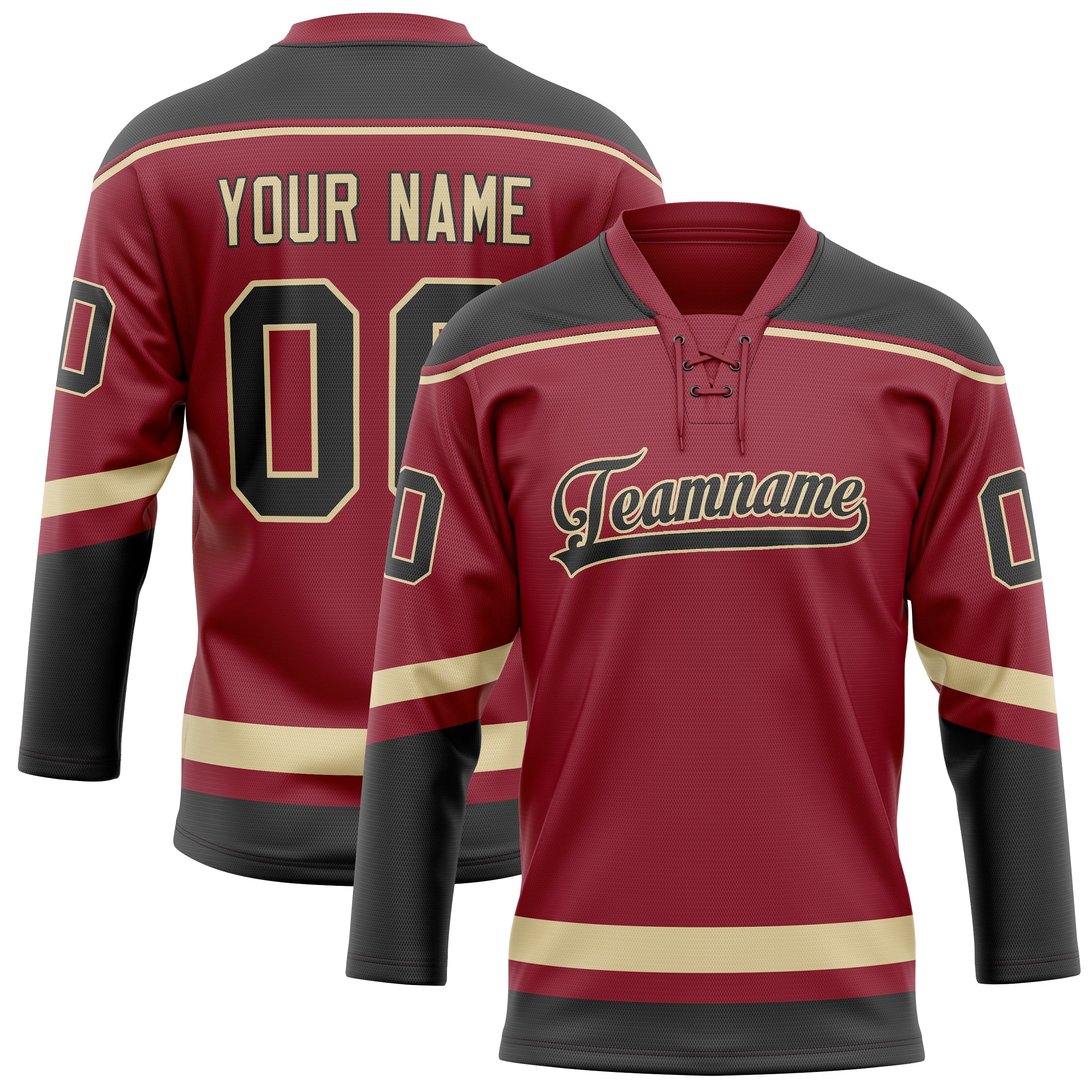 Custom Maroon Black Solid Colour Hockey Jersey