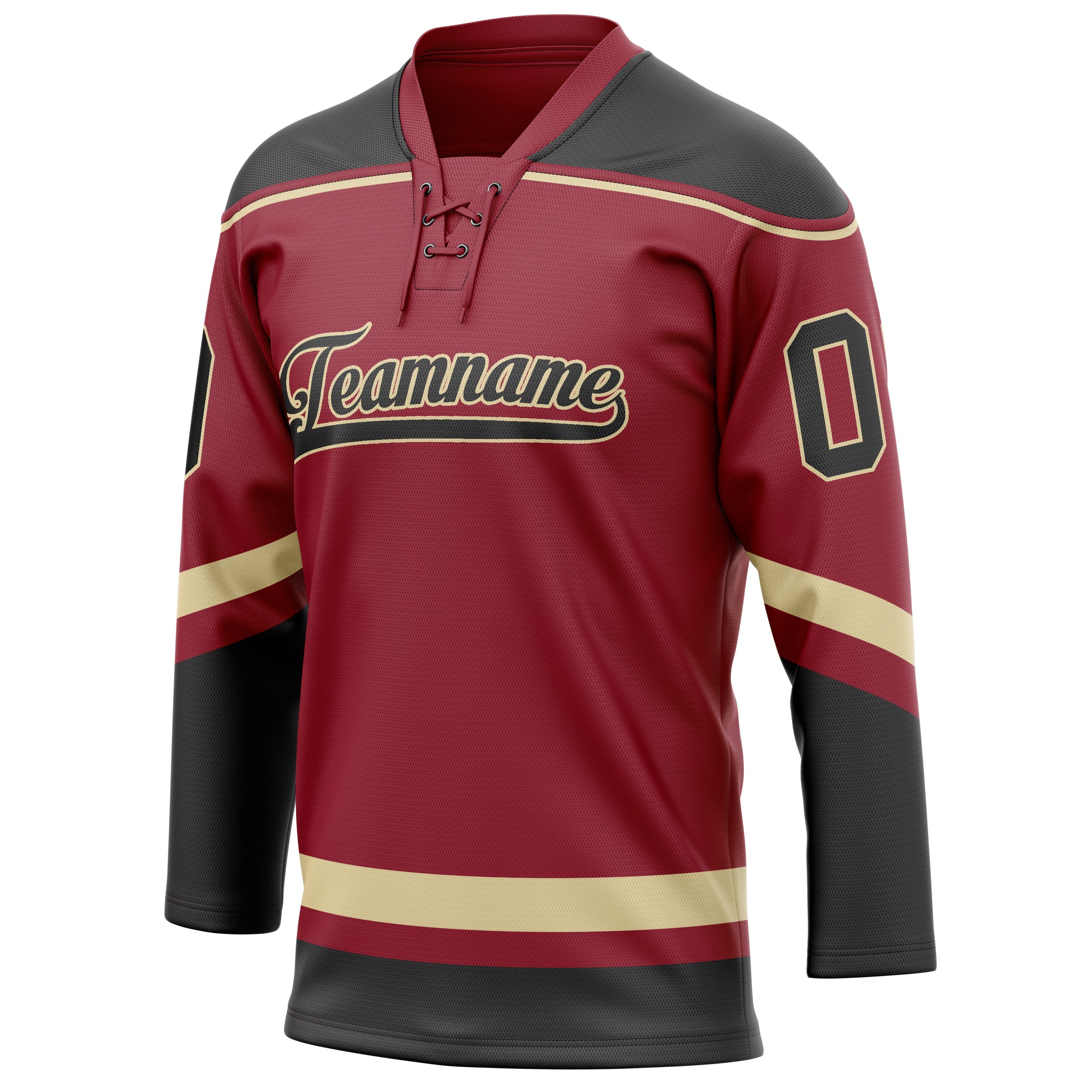 Custom Maroon Black Solid Colour Hockey Jersey