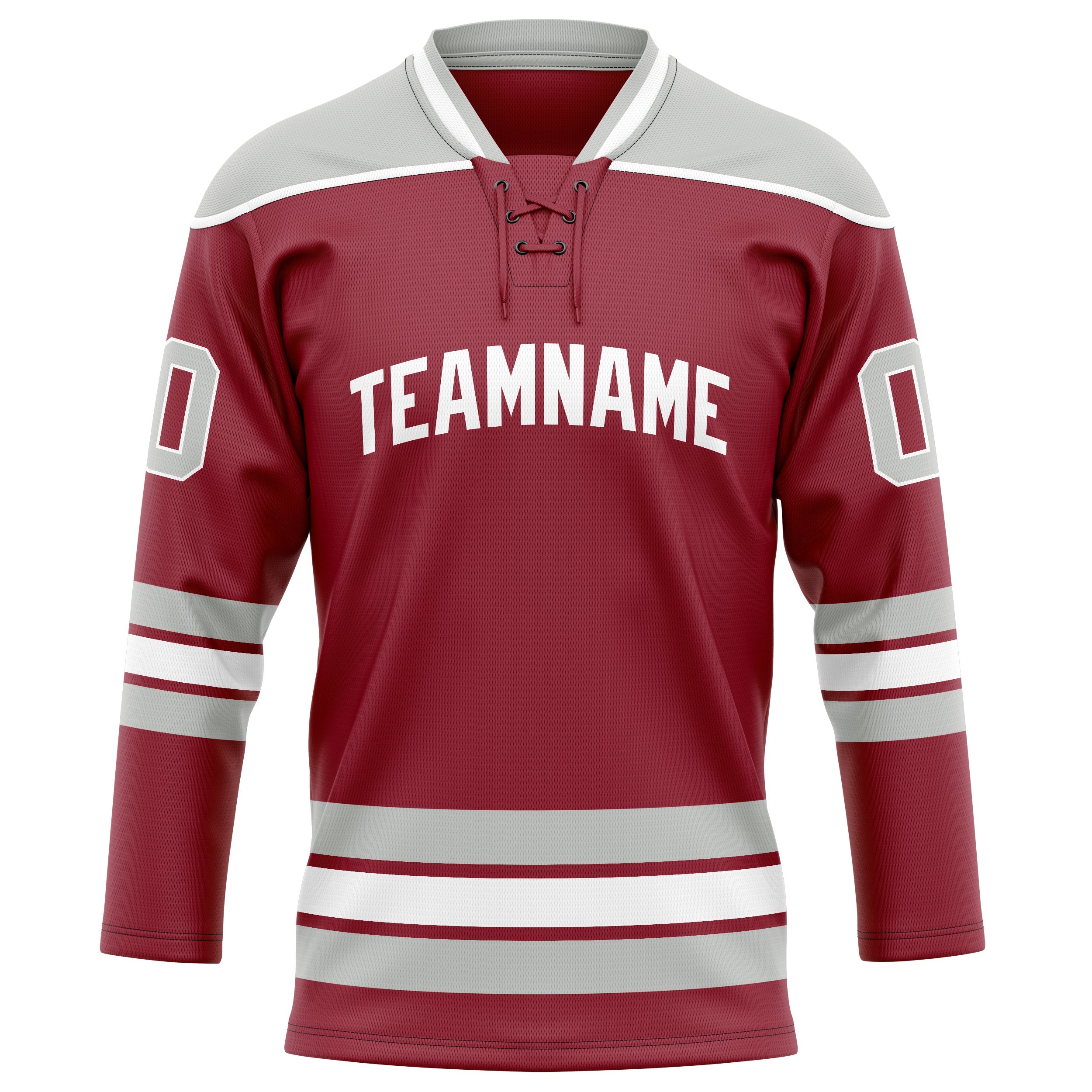 Custom Maroon Gray Solid Colour Hockey Jersey
