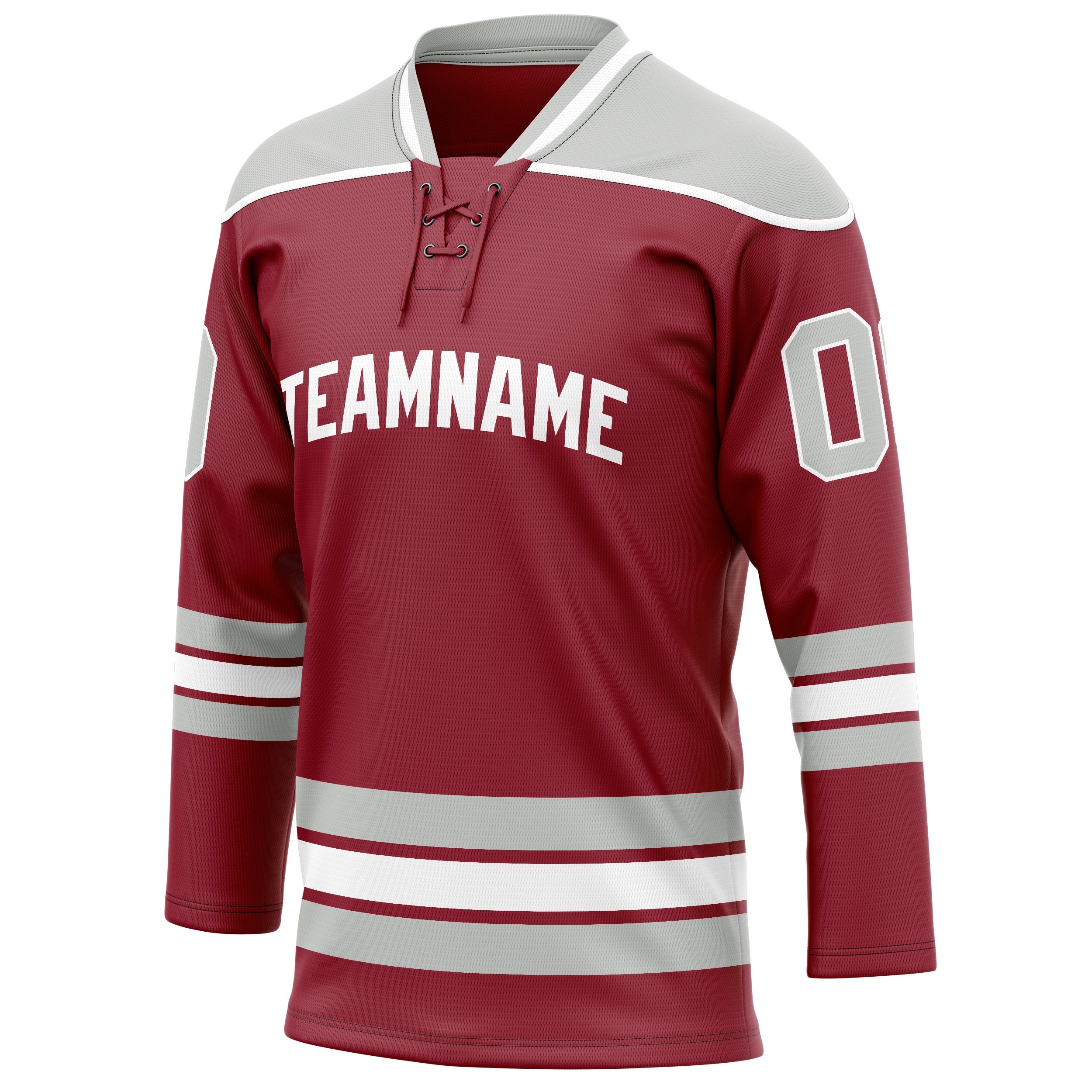 Custom Maroon Gray Solid Colour Hockey Jersey