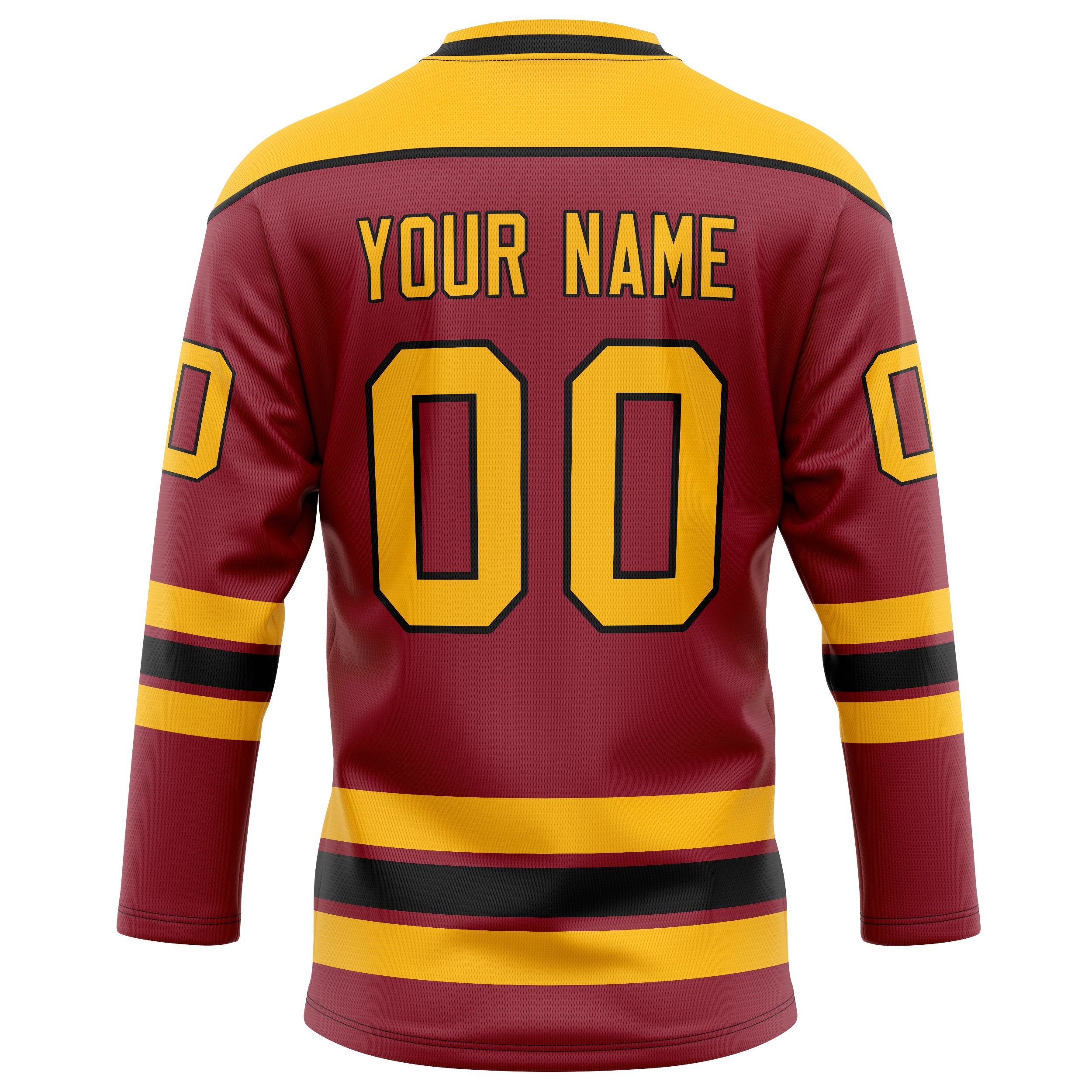 Custom Maroon Gold Solid Colour Hockey Jersey
